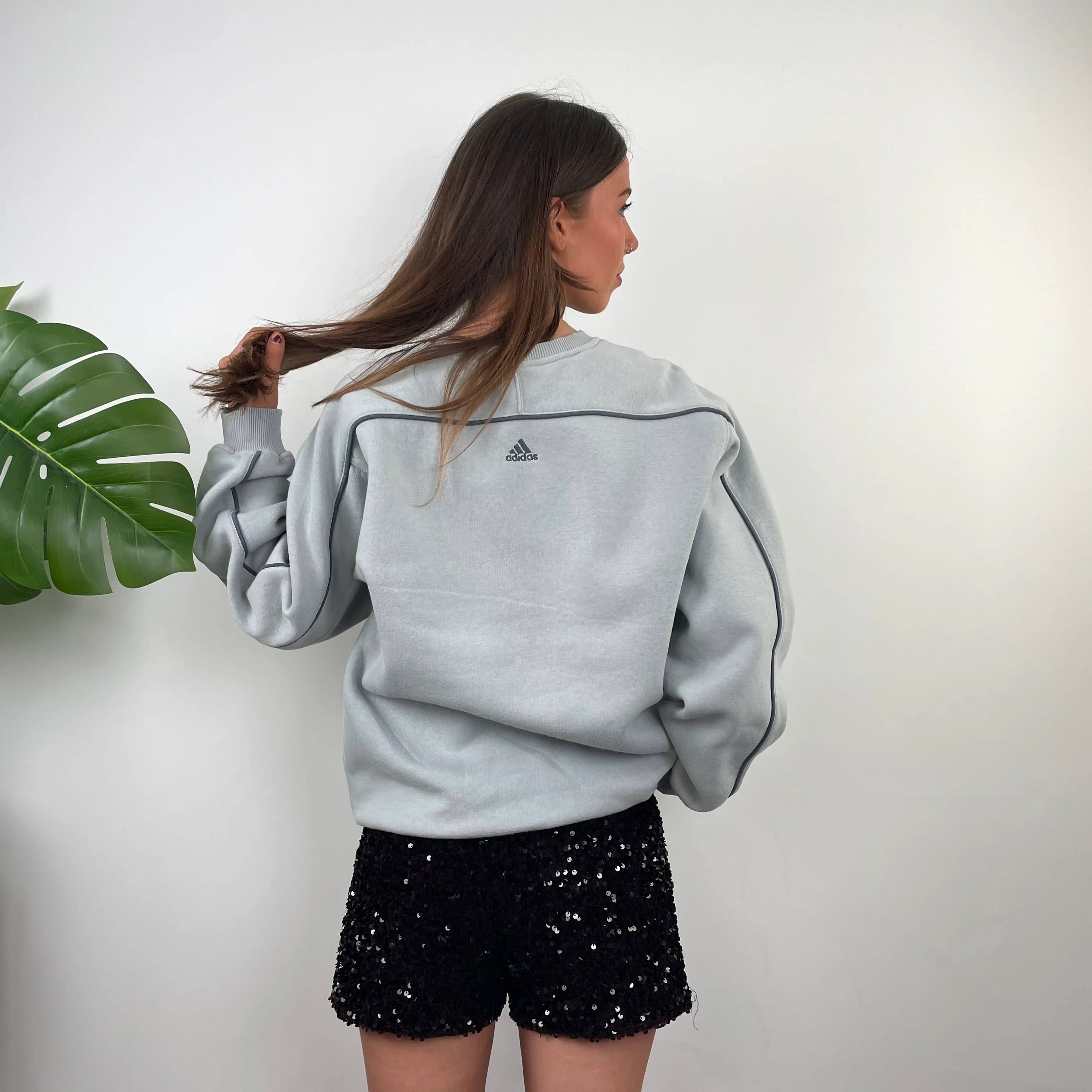 Adidas RARE Grey Embroidered Spell Out Sweatshirt (M) - Image 5