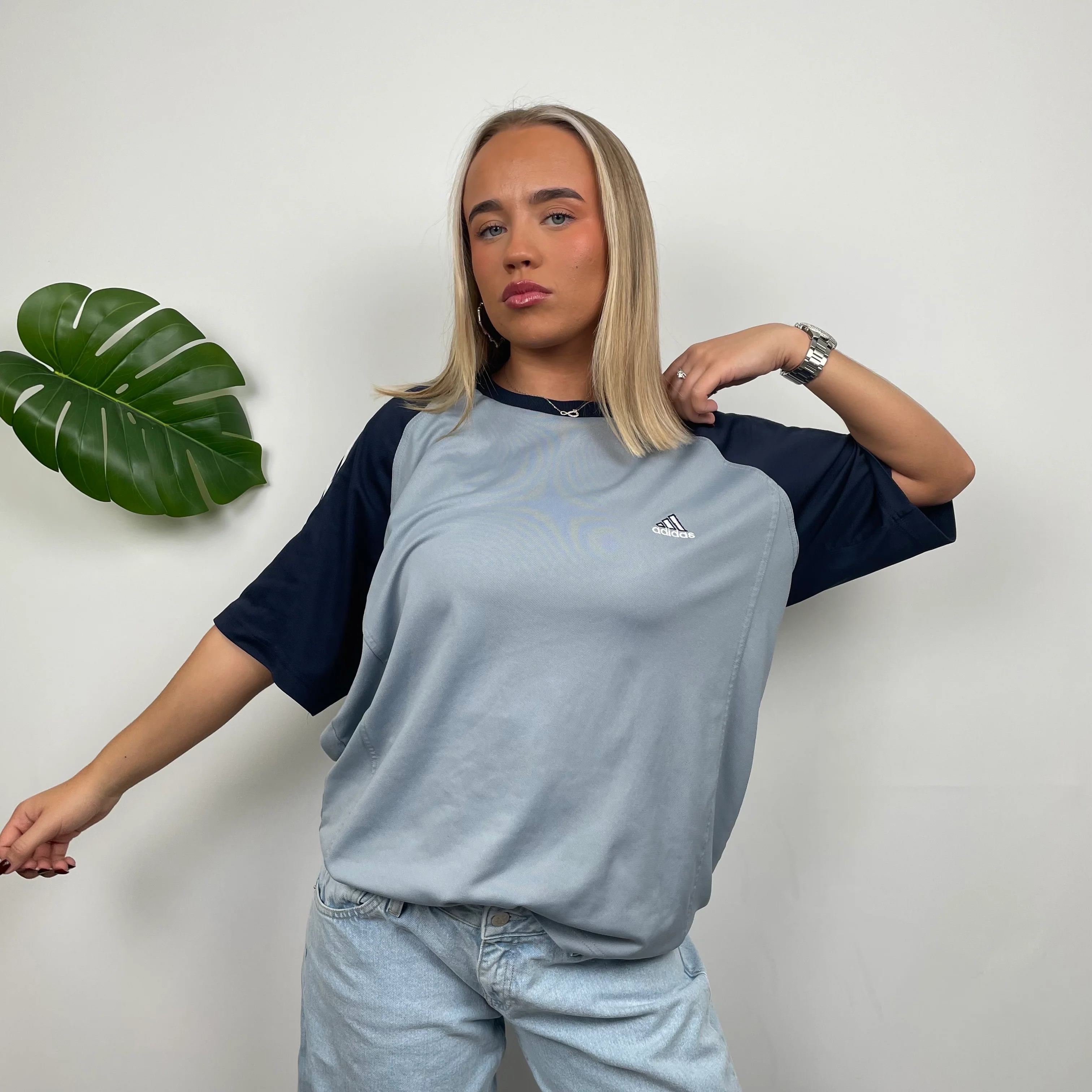 Adidas RARE Grey Embroidered Spell Out T Shirt (M) - Image 2