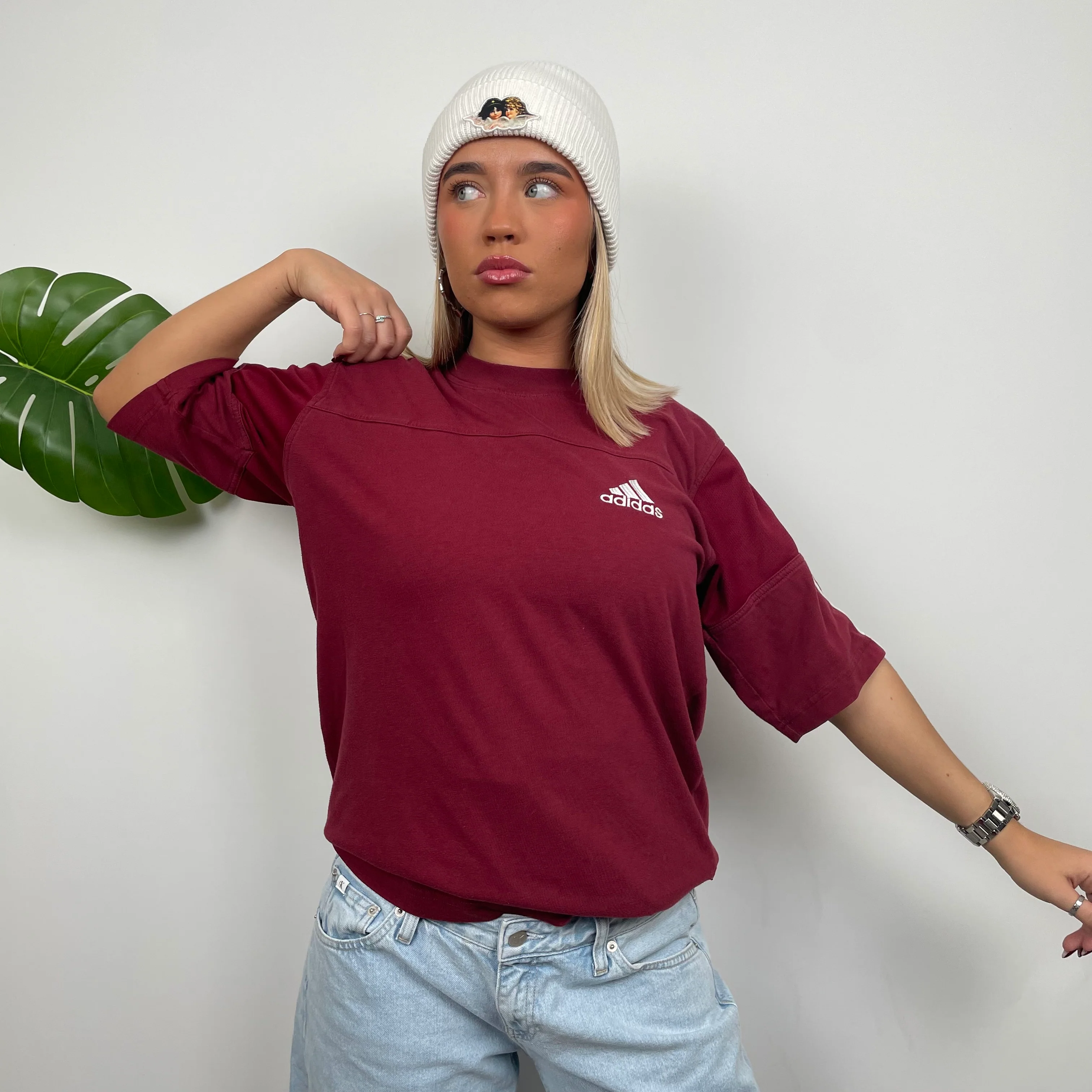 Adidas RARE Maroon Spell Out T Shirt (M) - Image 2