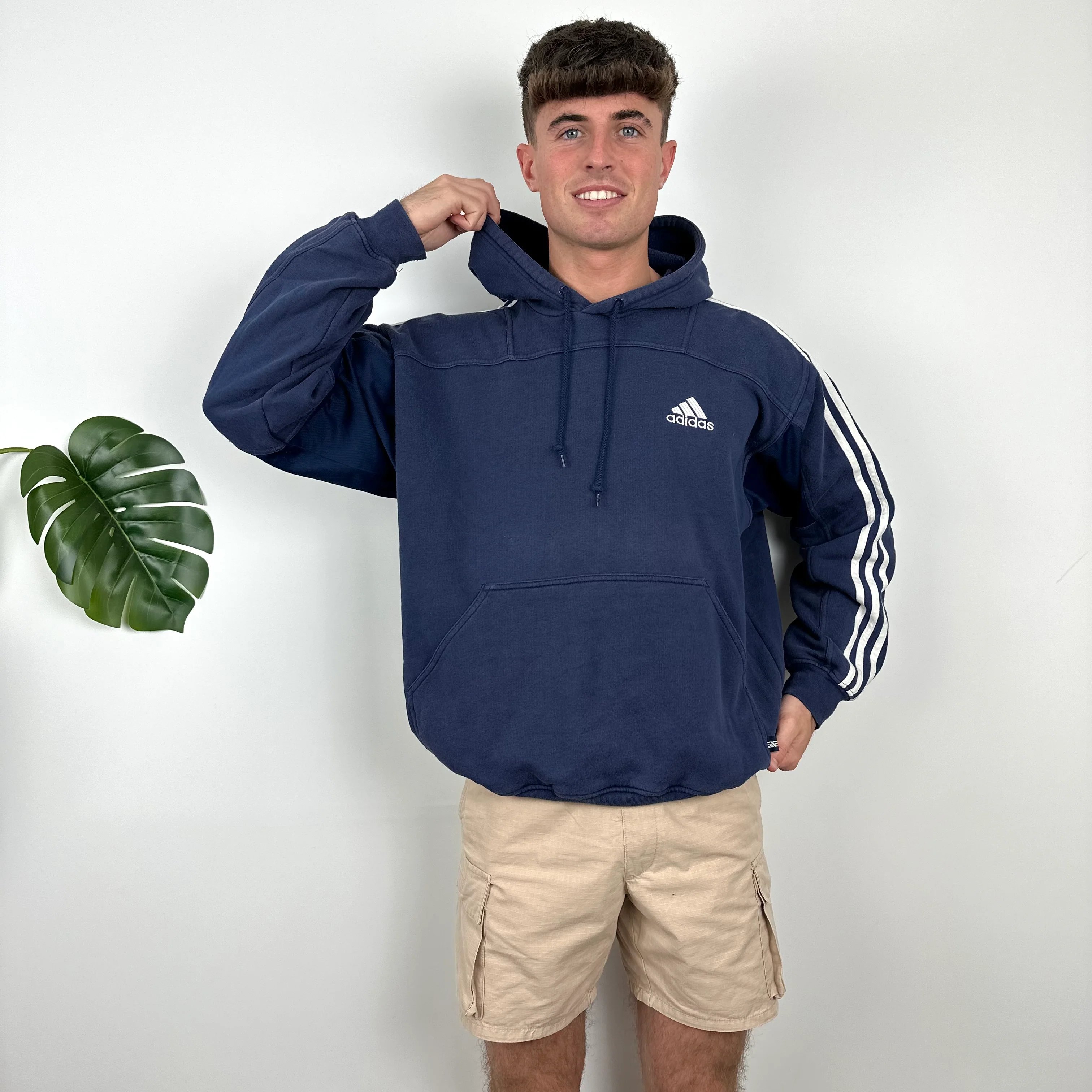 Adidas RARE Navy Embroidered Spell Out Hoodie (L) - Image 3