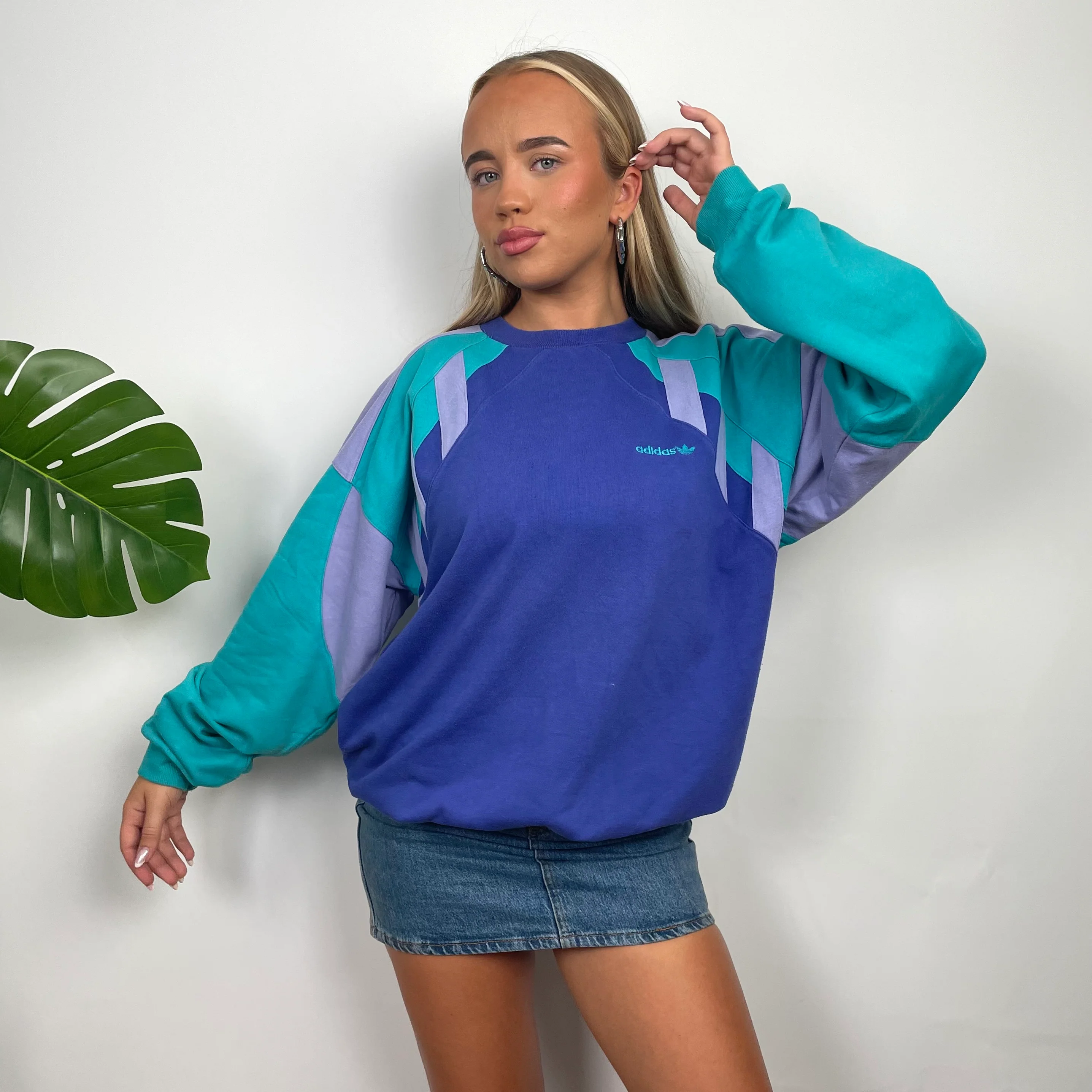 Adidas RARE Purple Colour Block Spell Out Sweatshirt (L) - Image 4