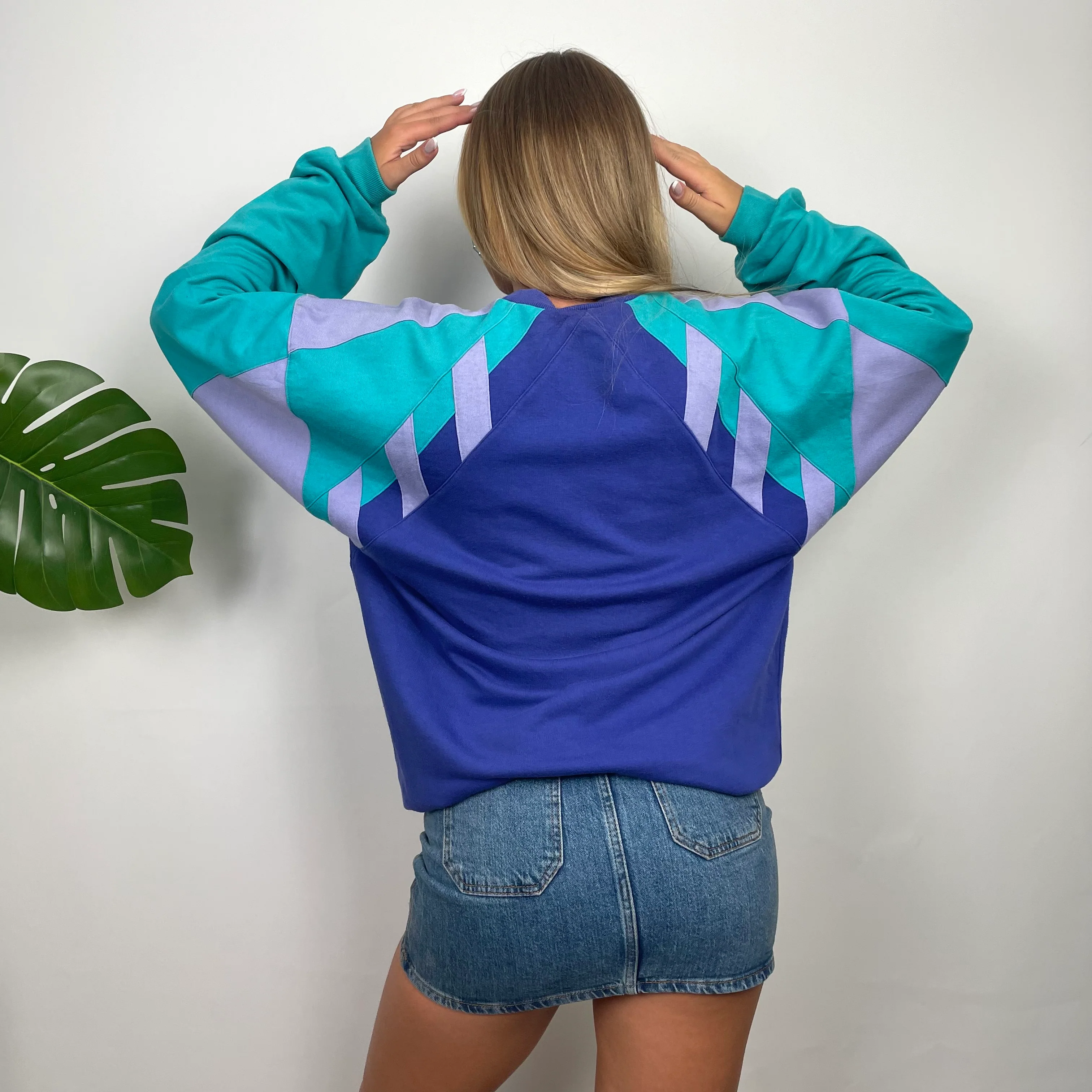Adidas RARE Purple Colour Block Spell Out Sweatshirt (L) - Image 5