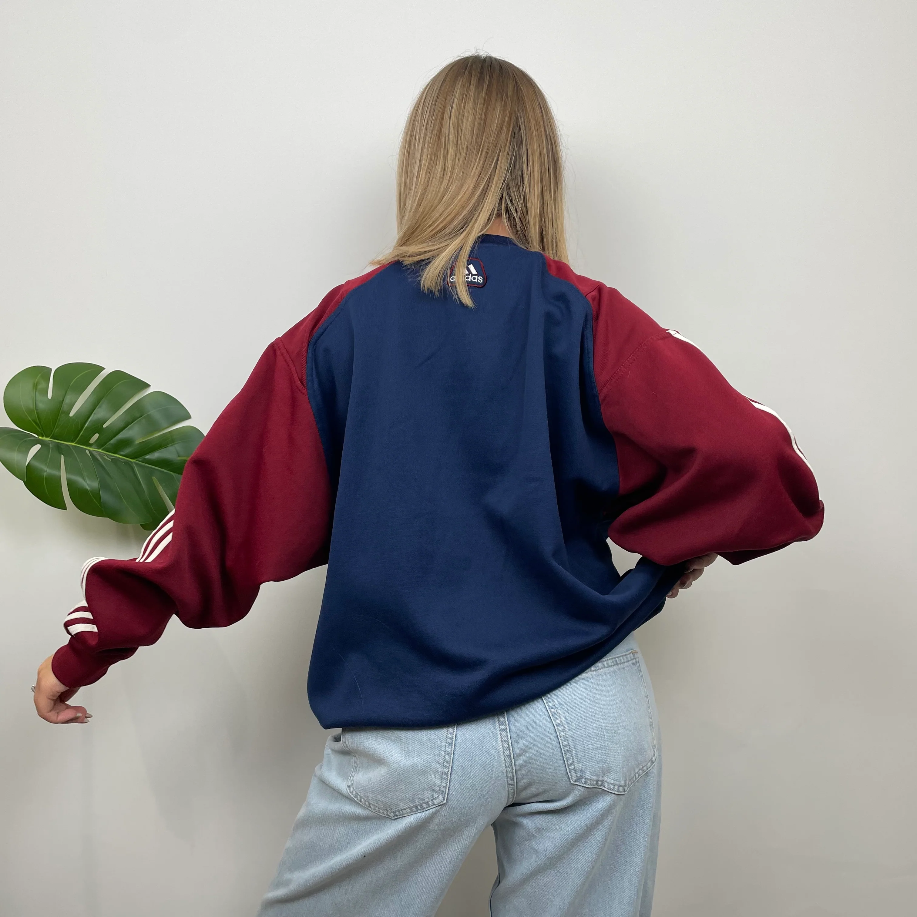 Adidas RARE Red and Navy Embroidered Spell Out Sweatshirt (L) - Image 10