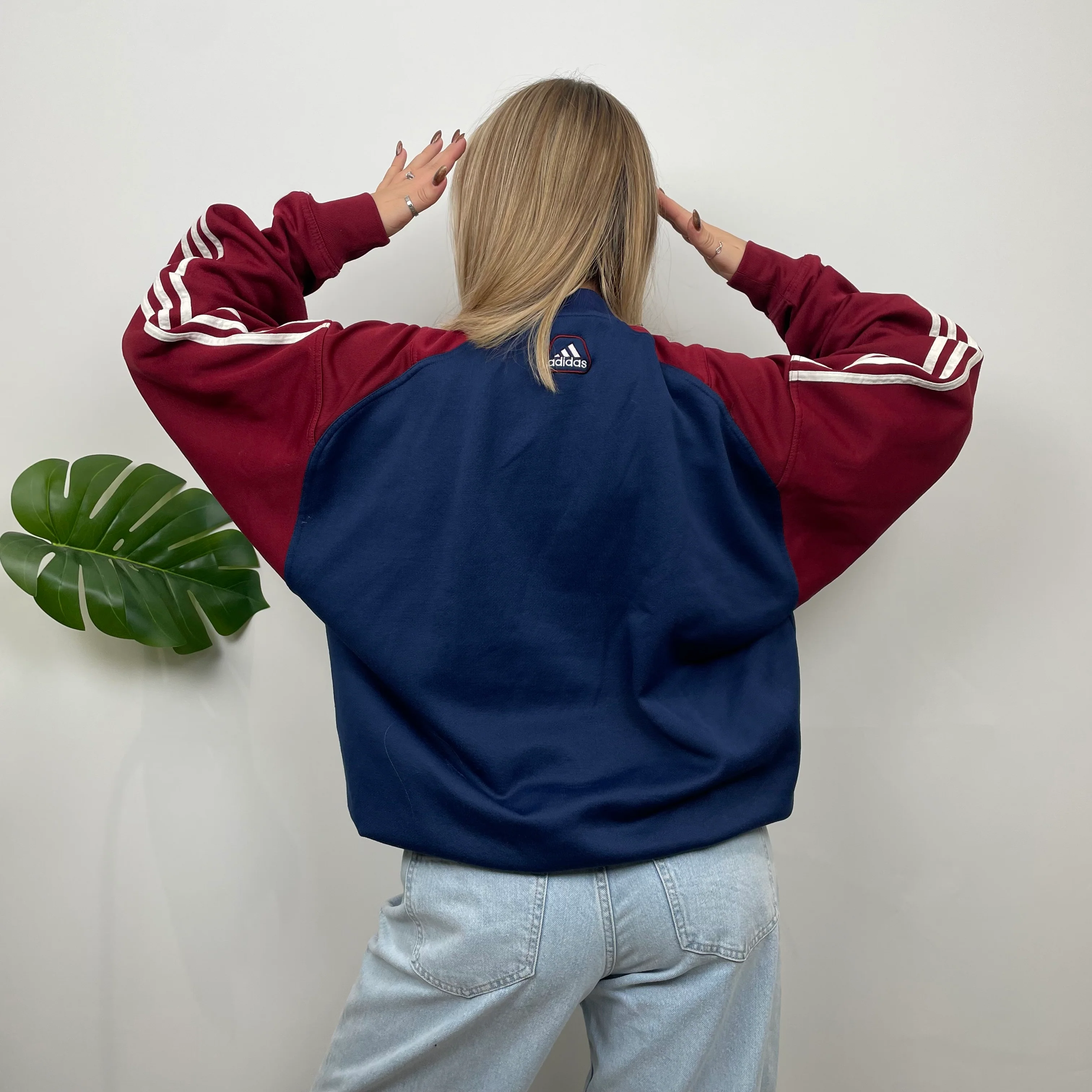 Adidas RARE Red and Navy Embroidered Spell Out Sweatshirt (L) - Image 8
