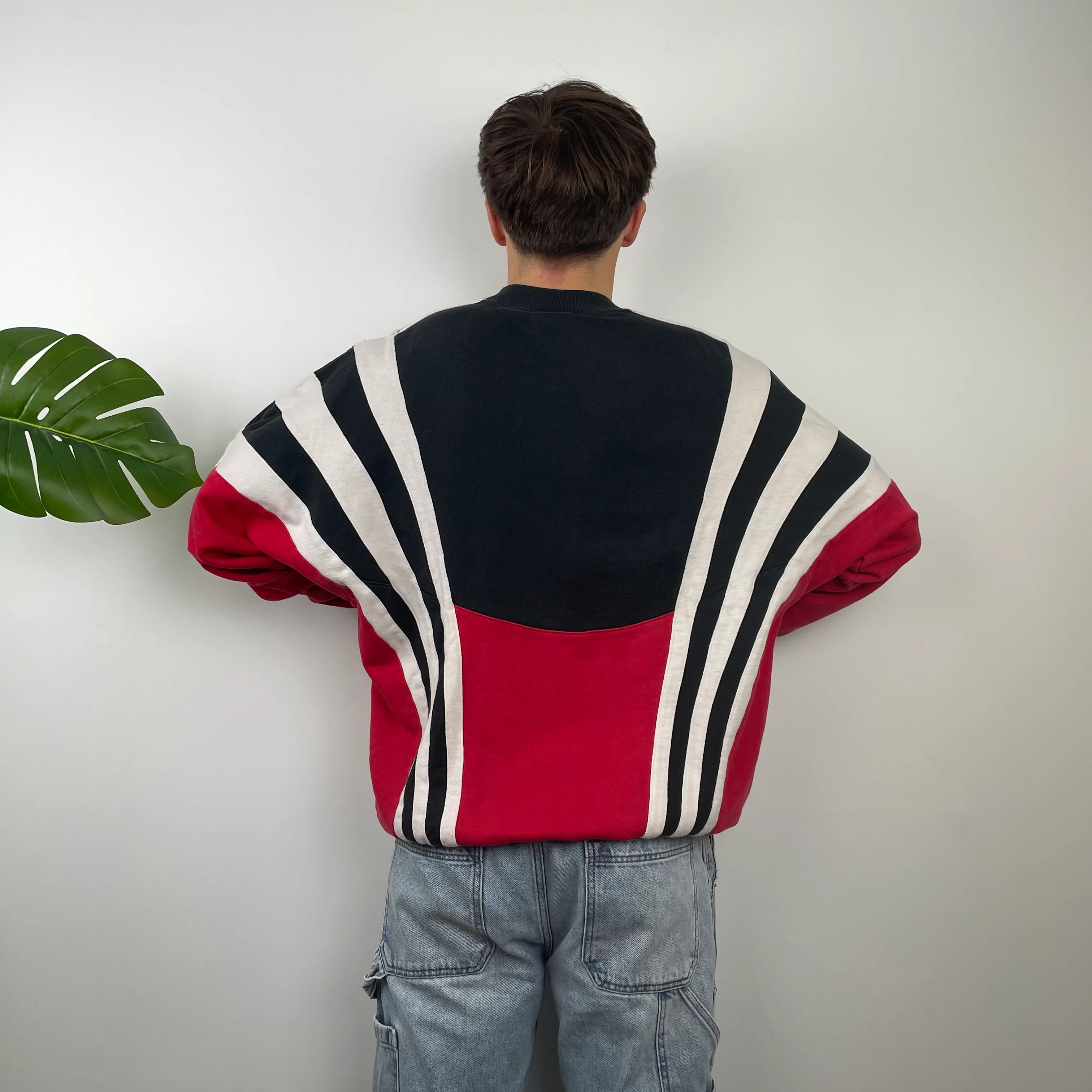 Adidas RARE Red & Black Colour Block Embroidered Spell Out Sweatshirt (M) - Image 6