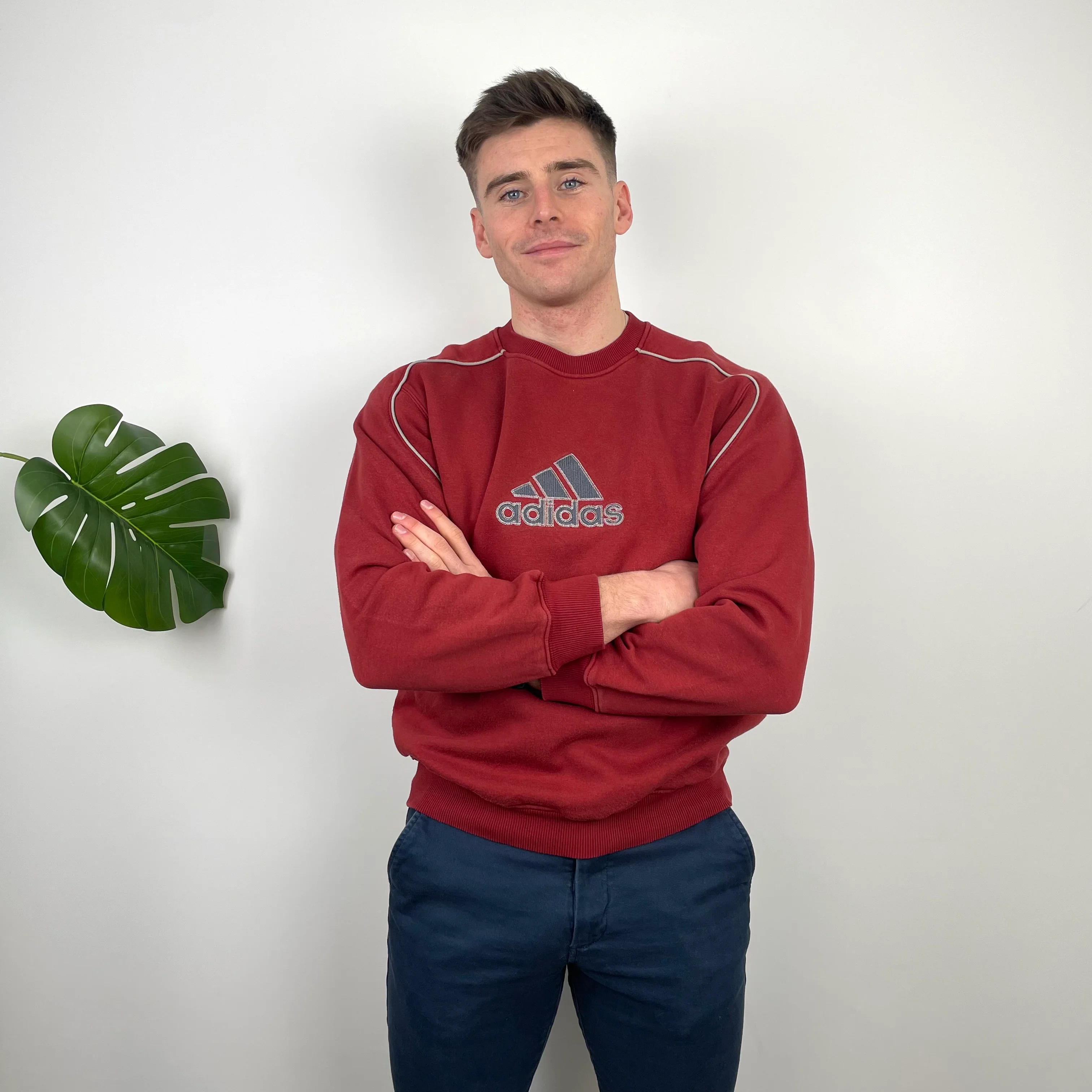 Adidas RARE Red Embroidered Spell Out Sweatshirt (M)