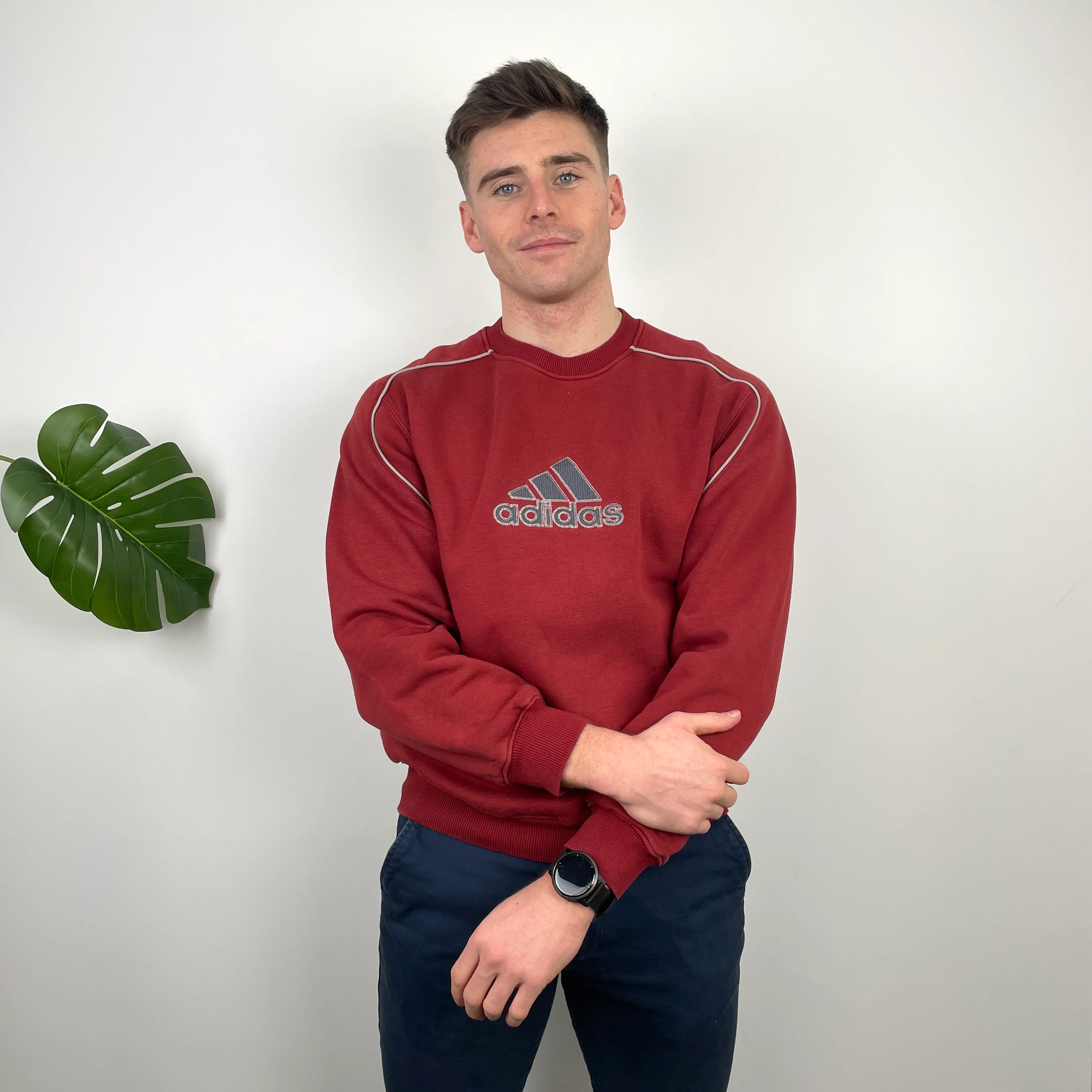 Adidas RARE Red Embroidered Spell Out Sweatshirt (M) - Image 6