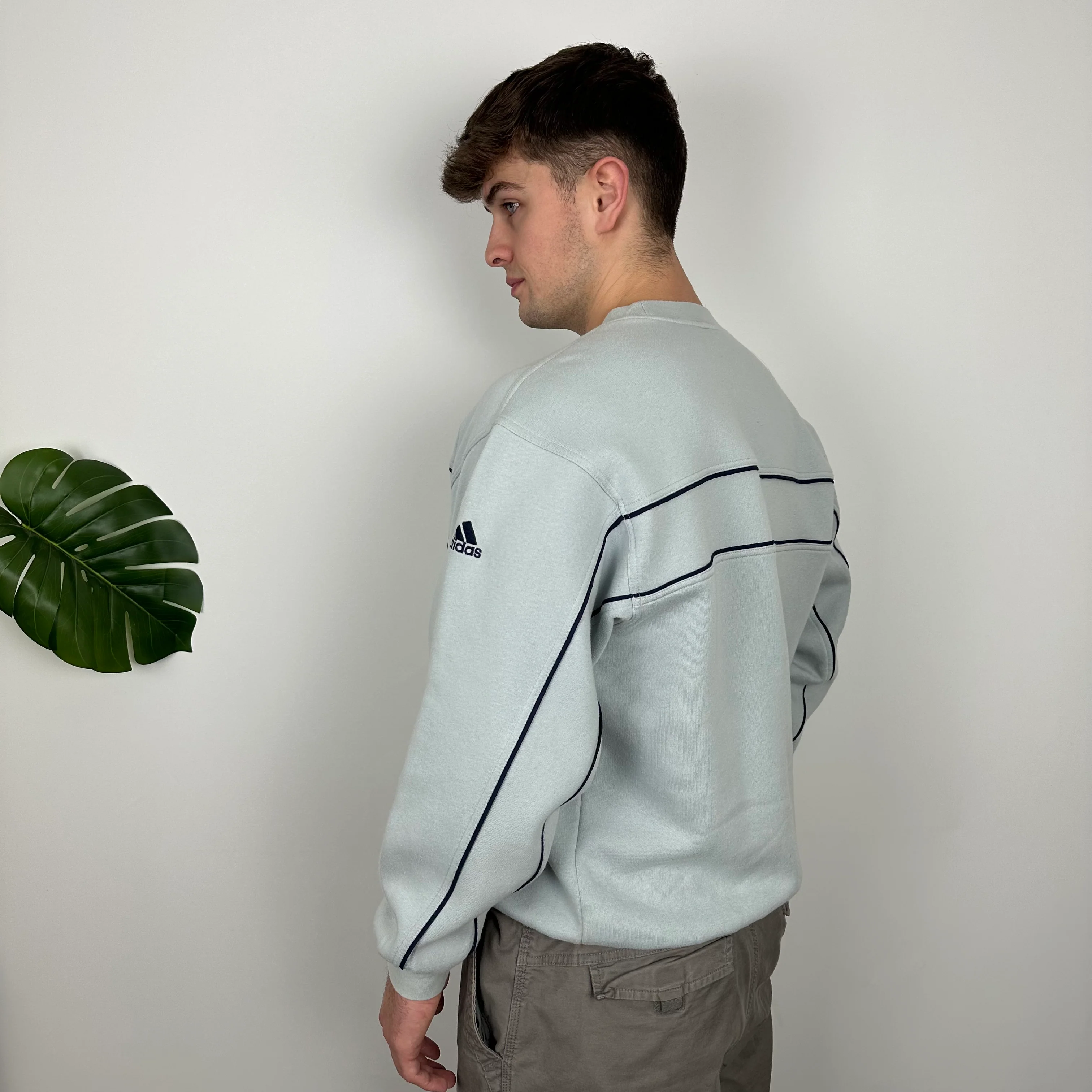 Adidas RARE Baby Blue Embroidered Spell Out Sweatshirt (L) - Image 8
