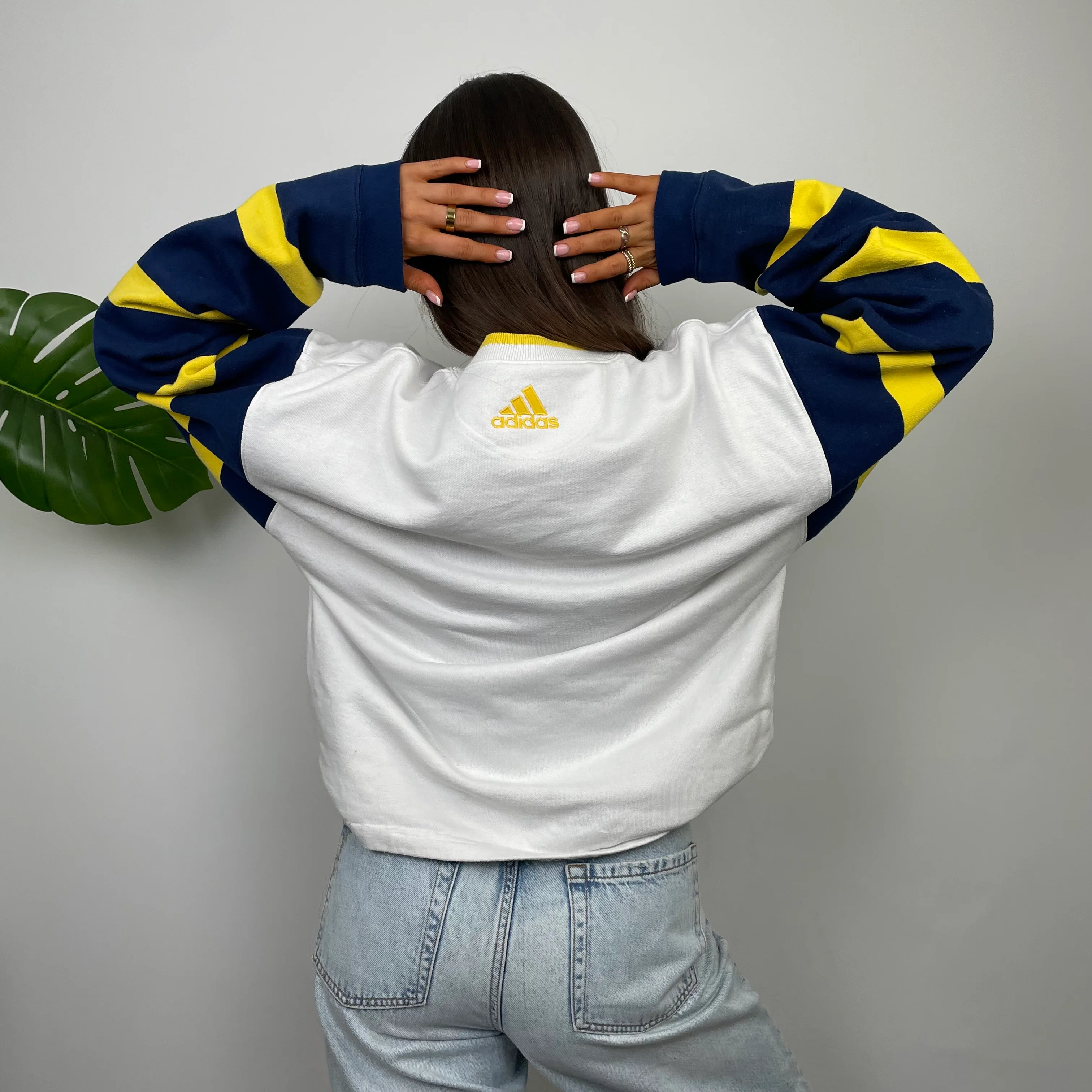 Adidas RARE White Embroidered Logo Sweatshirt (M) - Image 6