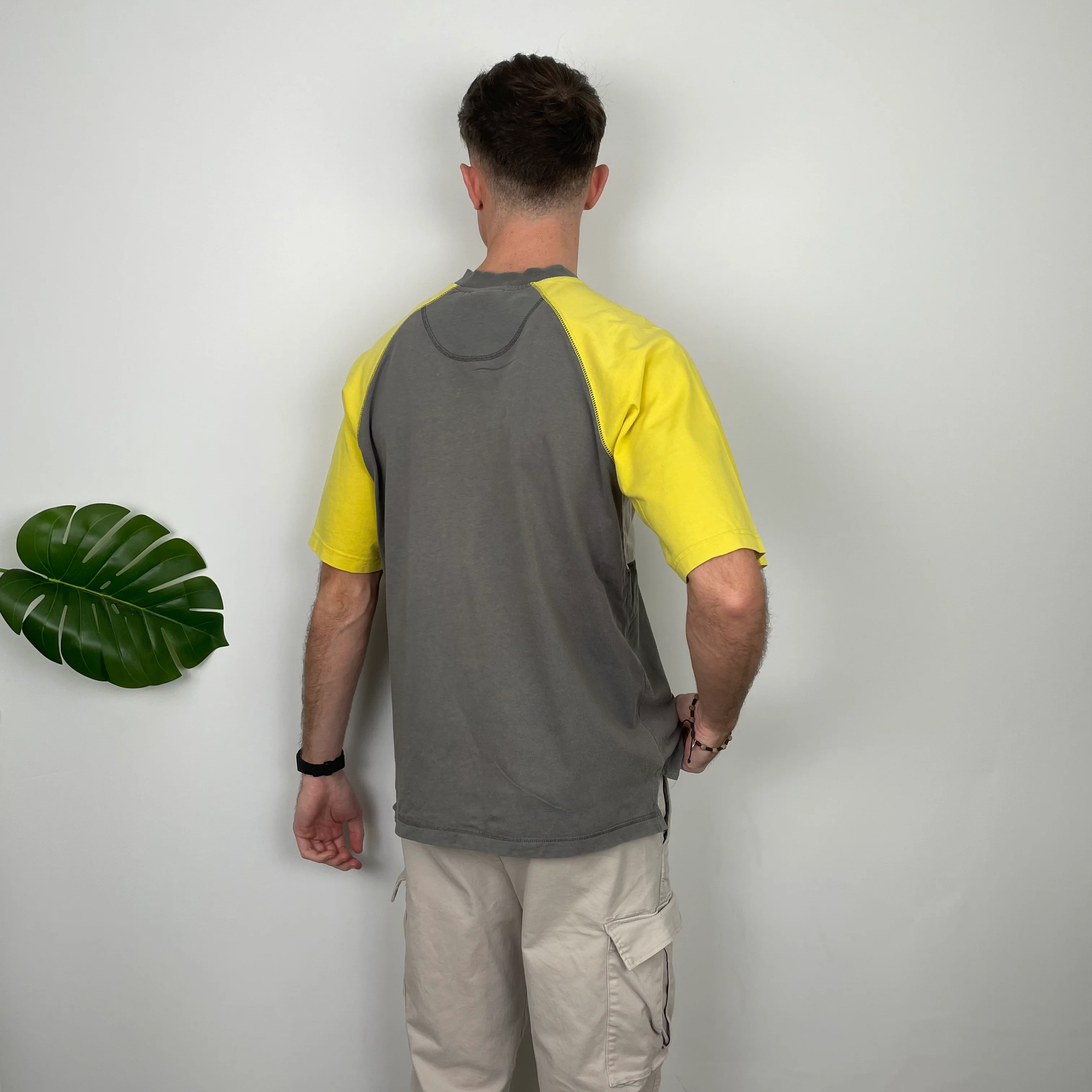 Adidas RARE Yellow & Grey Embroidered Spell Out T Shirt (L) - Image 7