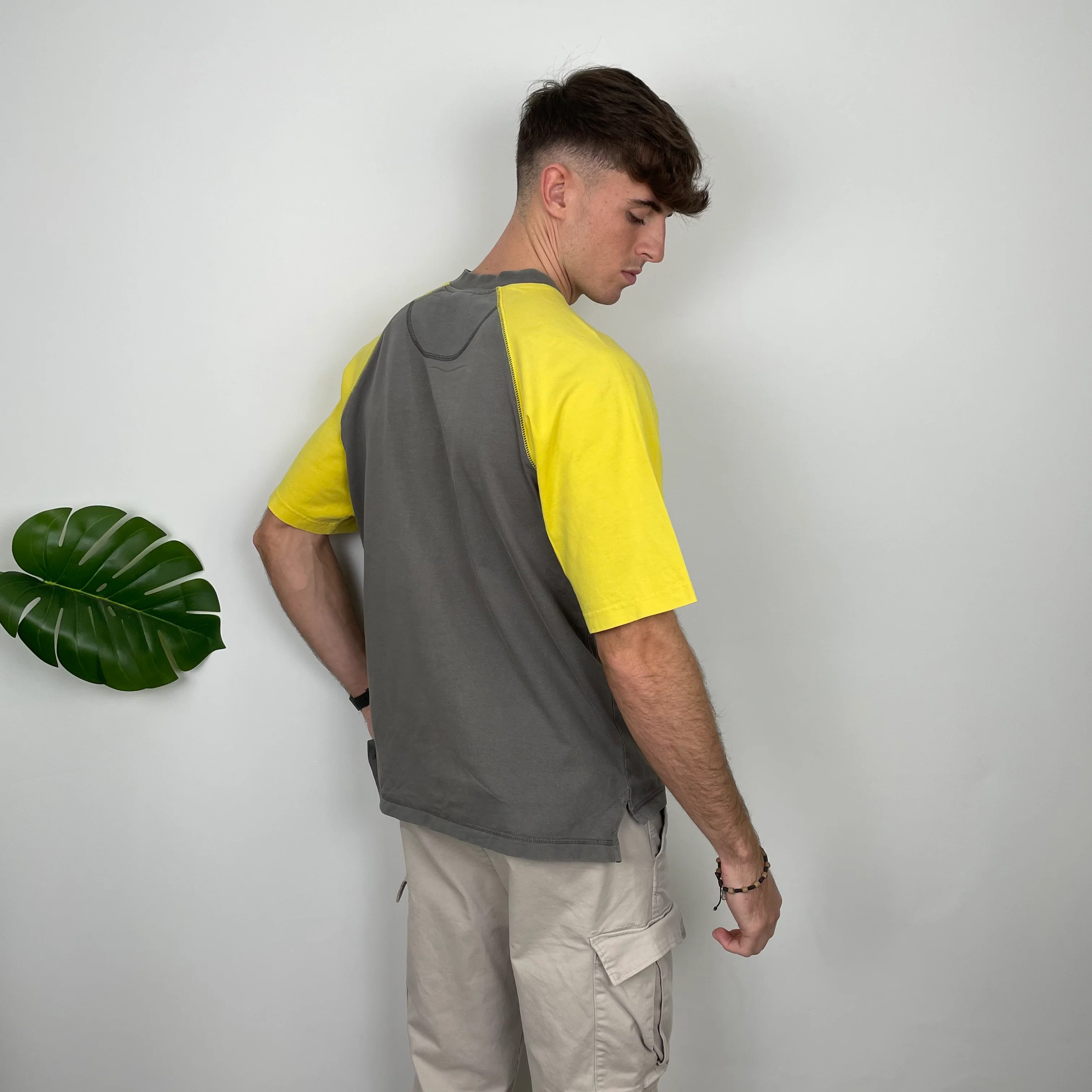 Adidas RARE Yellow & Grey Embroidered Spell Out T Shirt (L) - Image 8