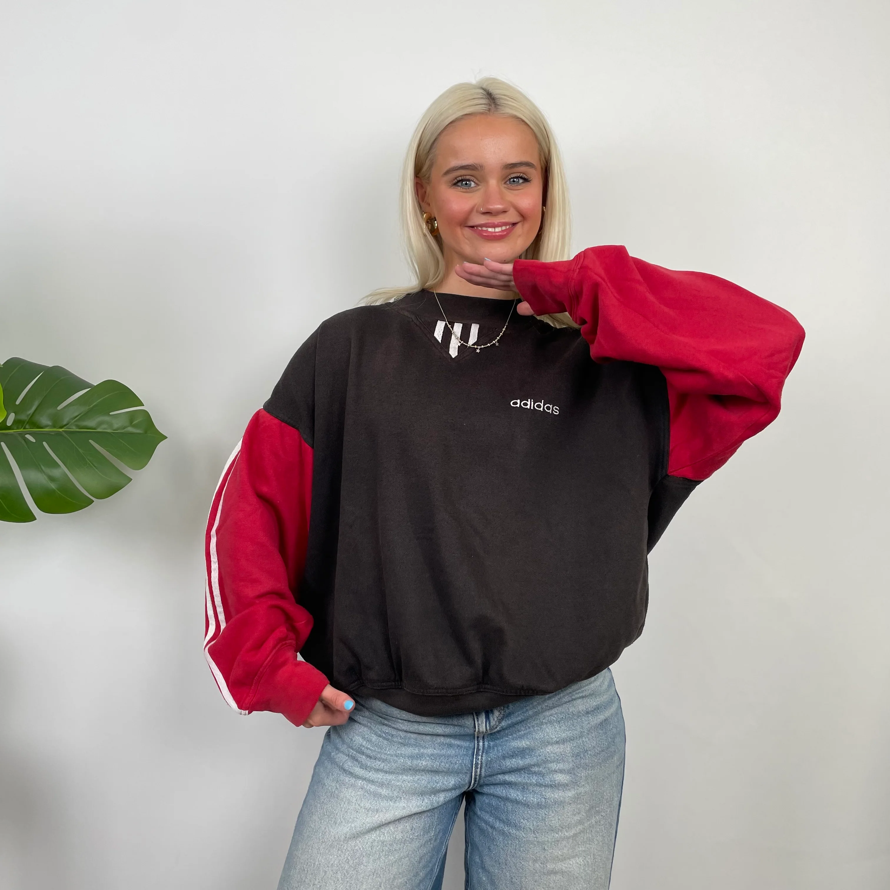 Adidas Red & Black Embroidered Spell Out Sweatshirt (S) - Image 10