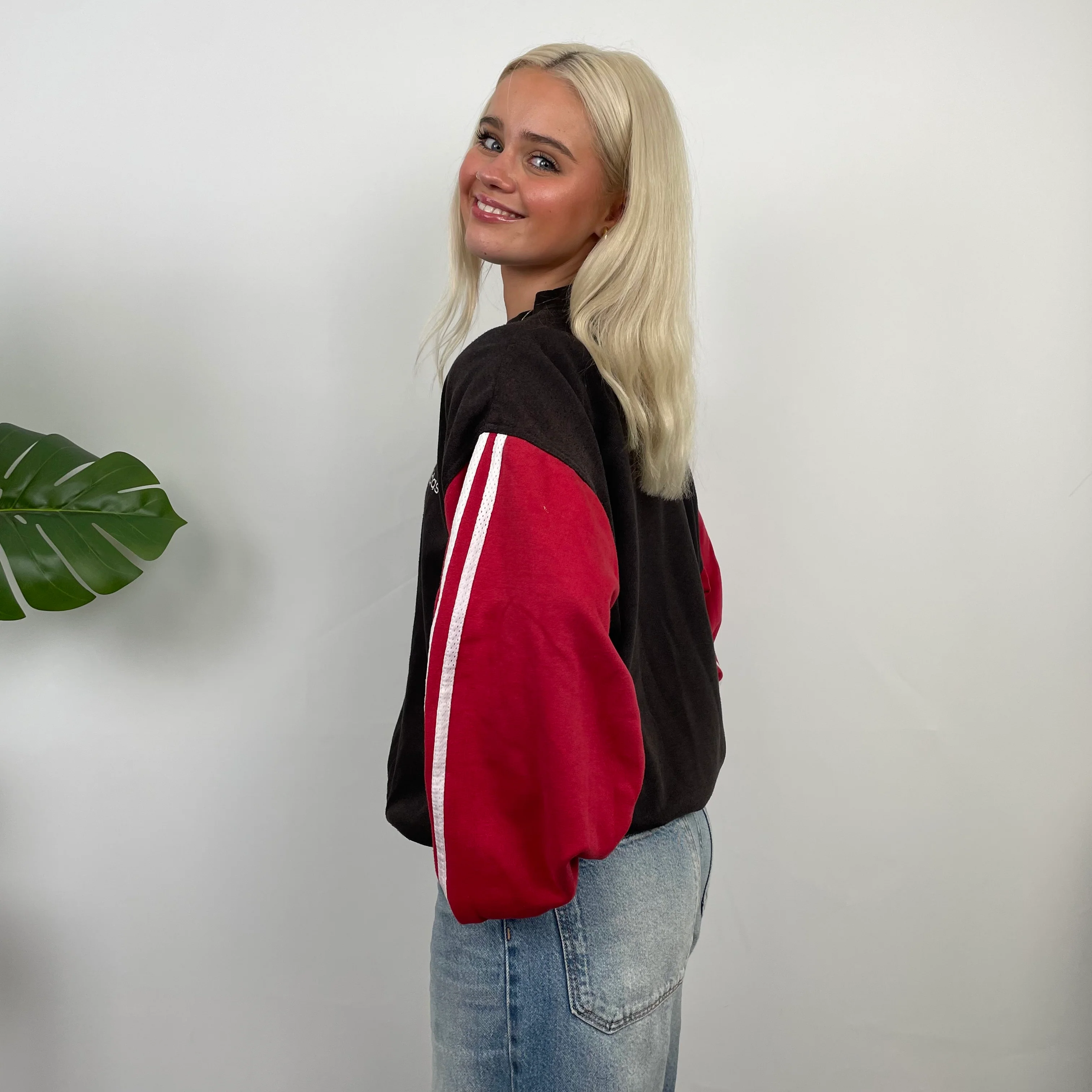 Adidas Red & Black Embroidered Spell Out Sweatshirt (S) - Image 11
