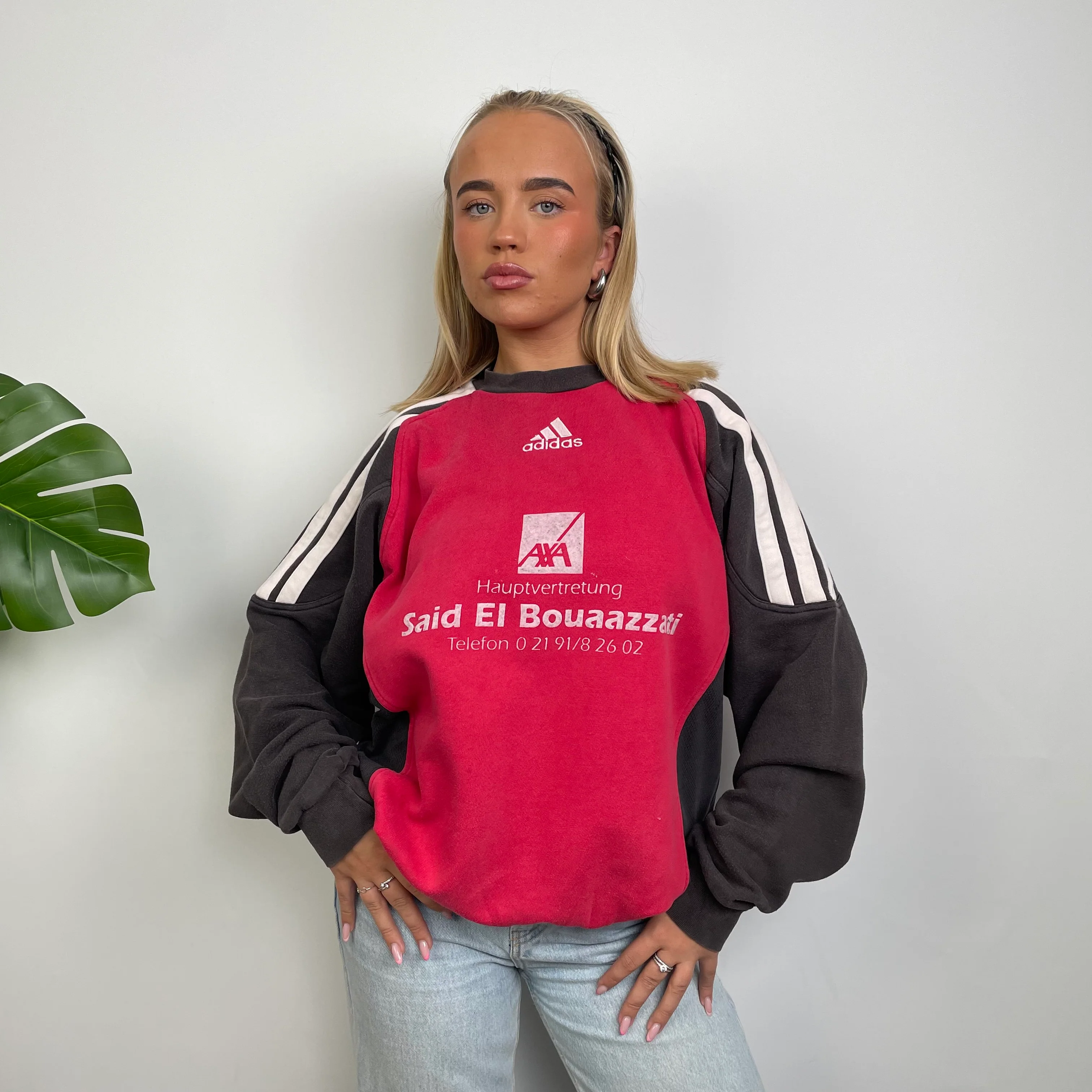 Adidas Red & Black Embroidered Spell Out Sweatshirt (L) - Image 3