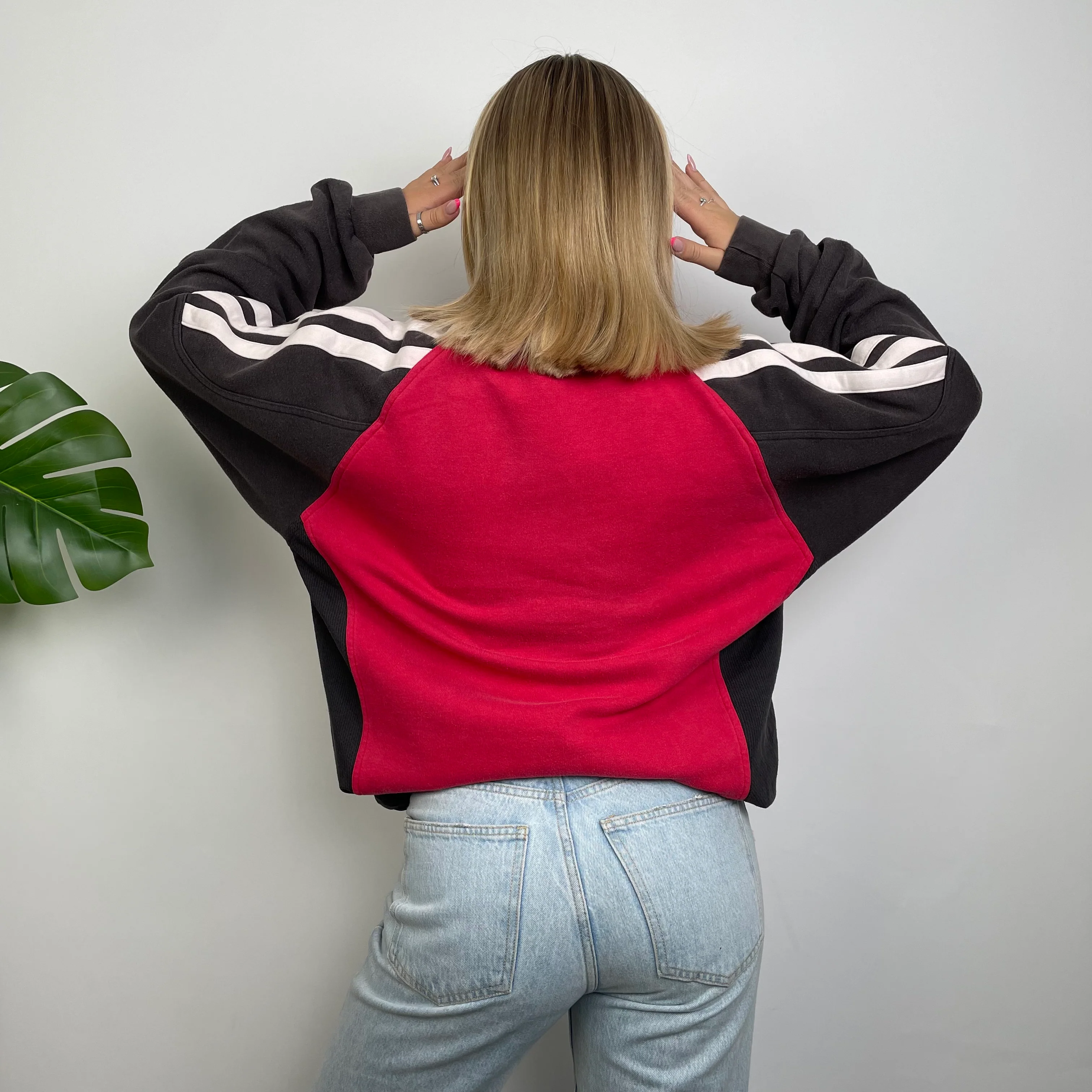 Adidas Red & Black Embroidered Spell Out Sweatshirt (L) - Image 4