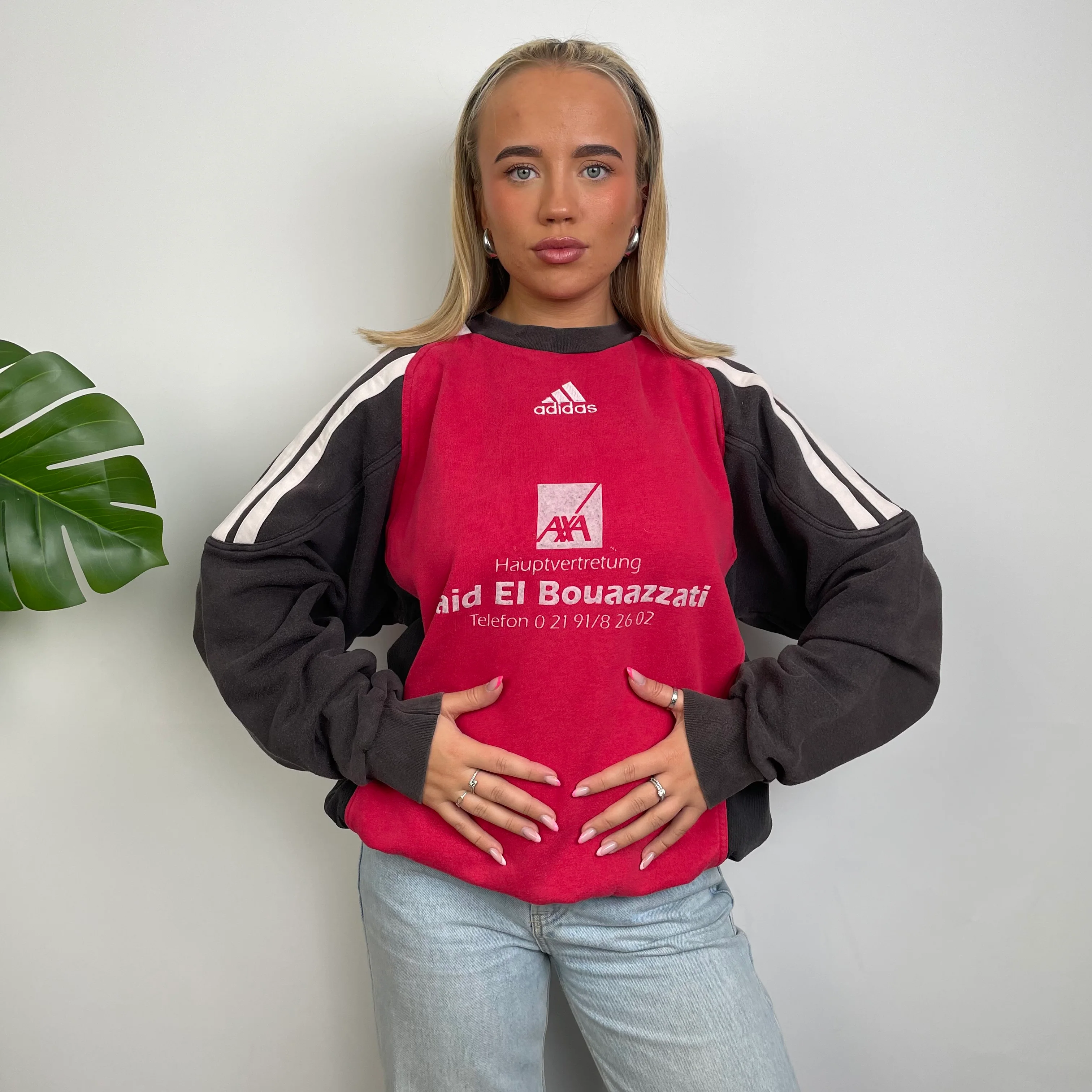 Adidas Red & Black Embroidered Spell Out Sweatshirt (L) - Image 5