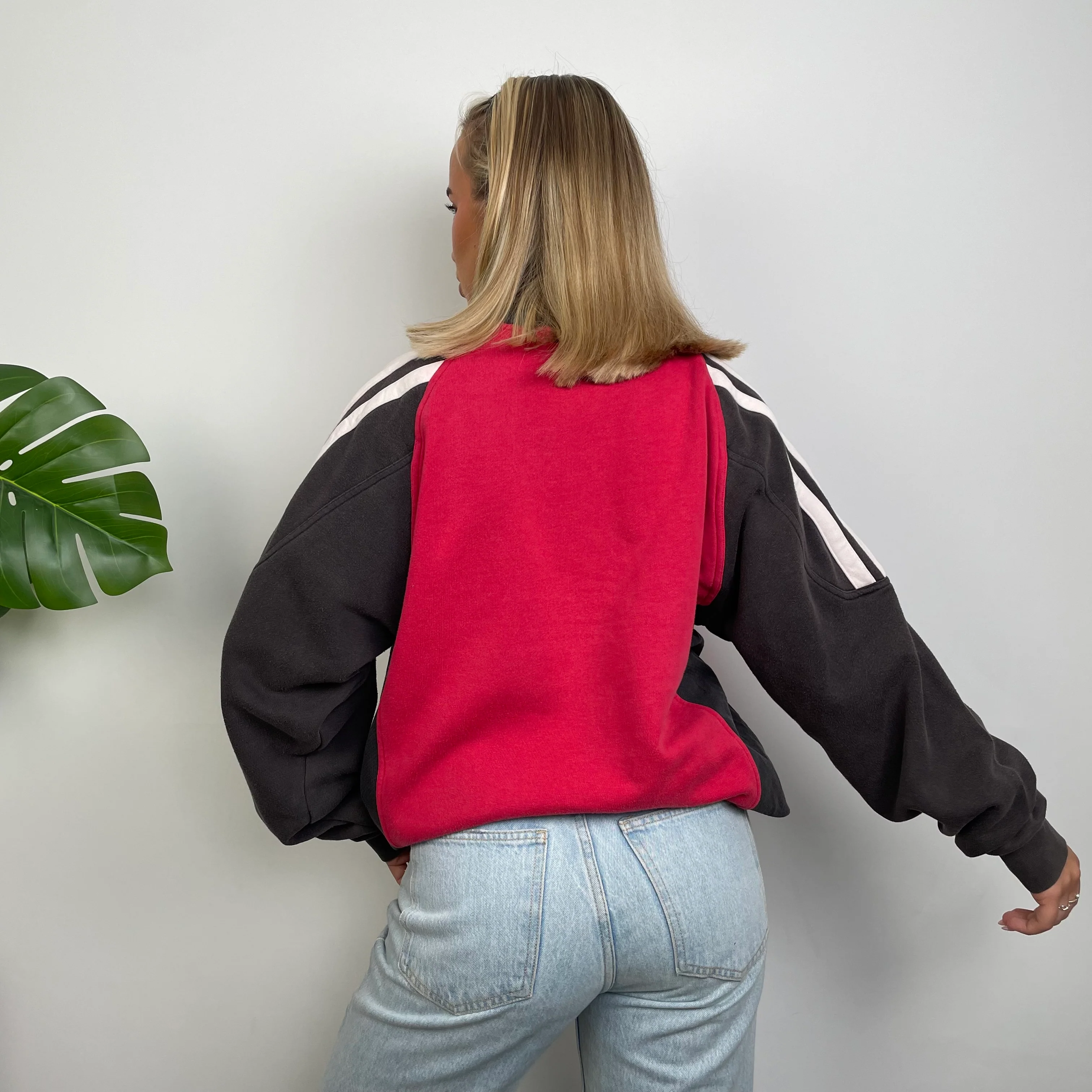 Adidas Red & Black Embroidered Spell Out Sweatshirt (L) - Image 6