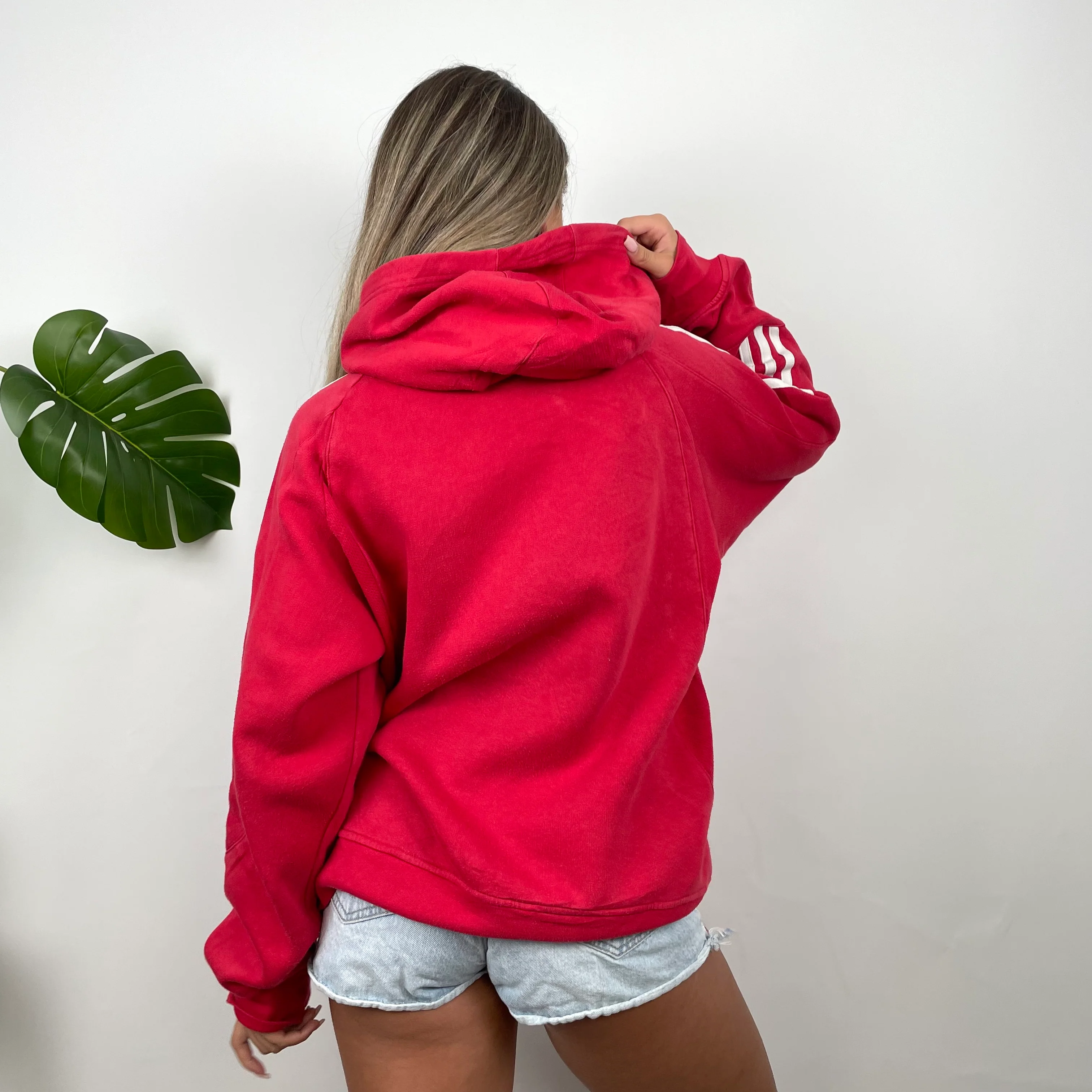 Adidas Red Embroidered Spell Out Hoodie (M) - Image 6