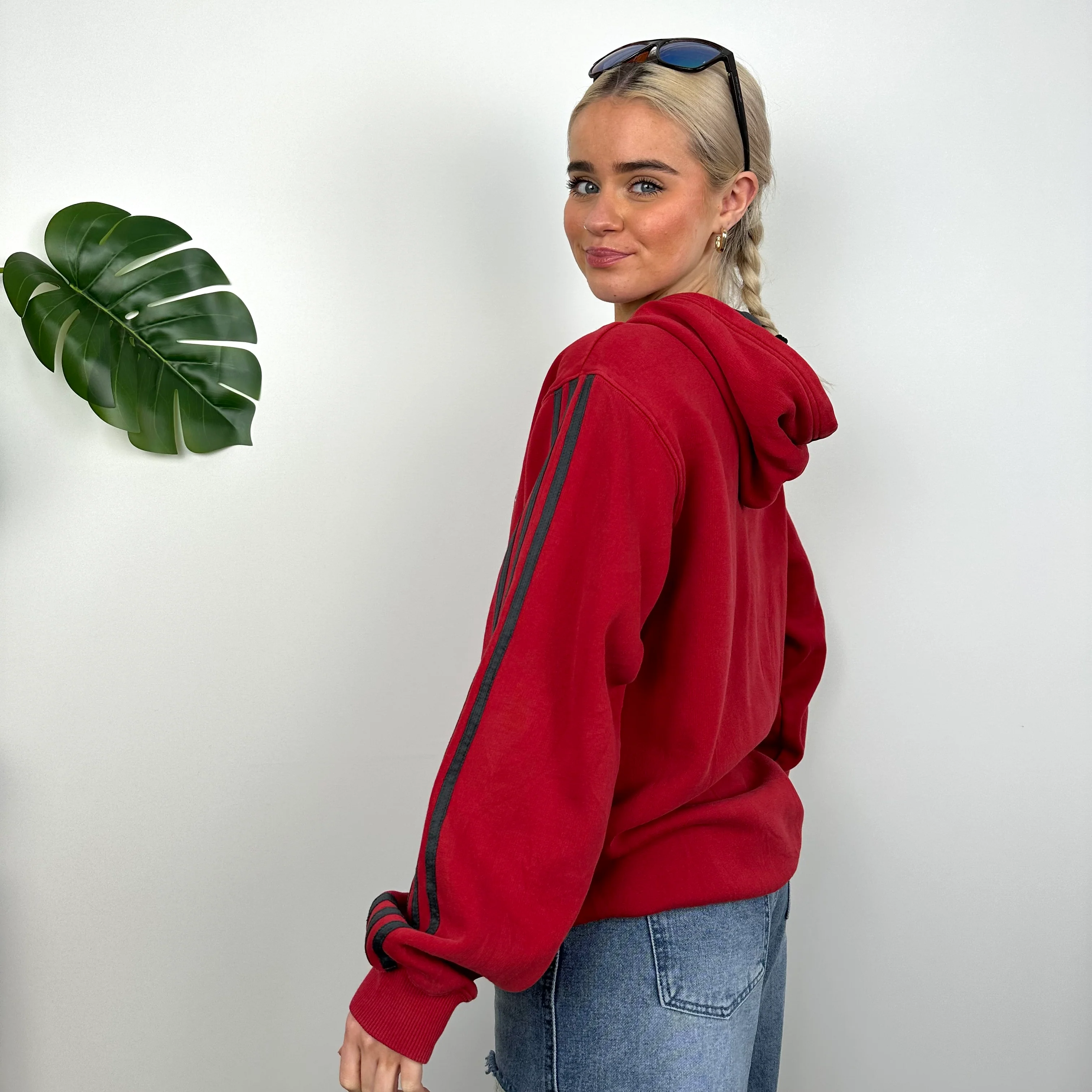 Adidas Red Embroidered Spell Out Hoodie (M) - Image 6