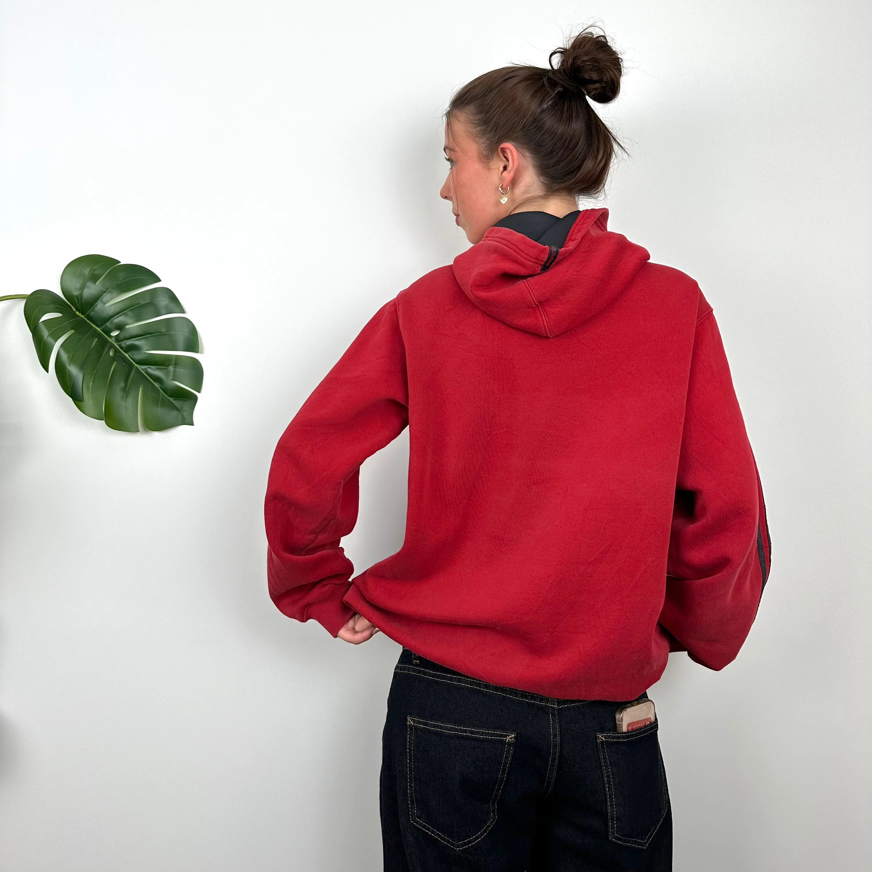 Adidas Red Embroidered Spell Out Hoodie (M) - Image 6