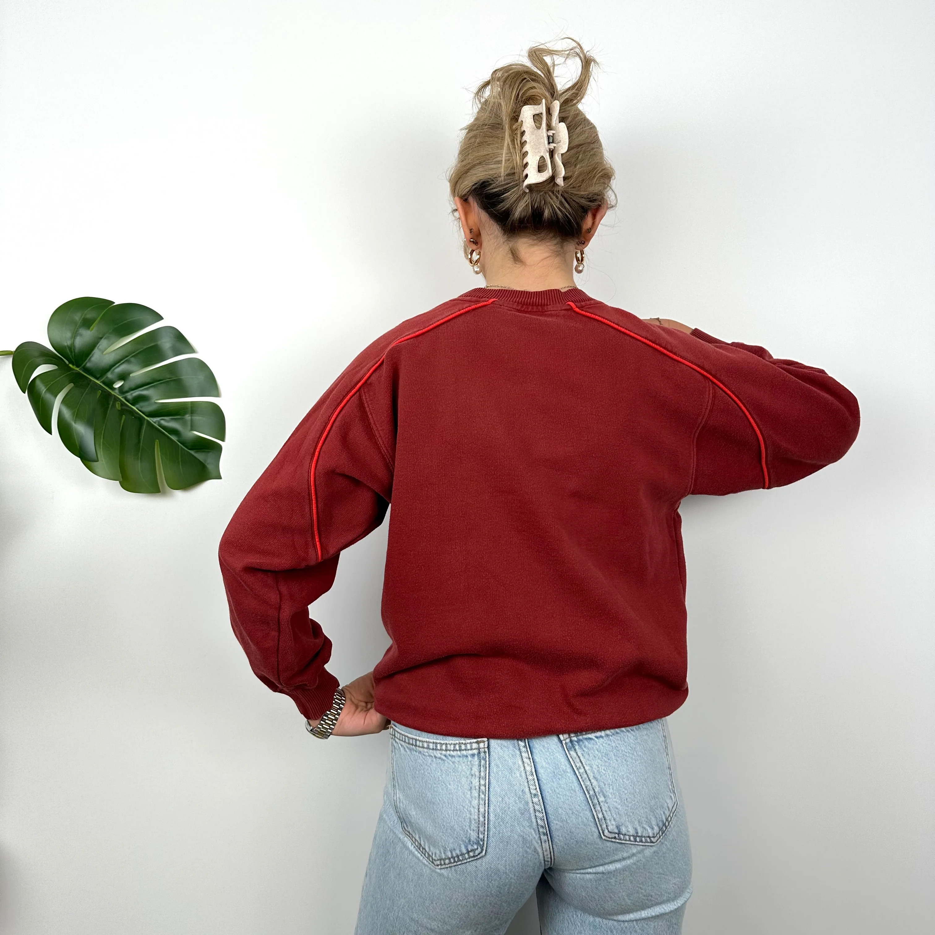 Adidas Red Embroidered Spell Out Sweatshirt (S) - Image 6