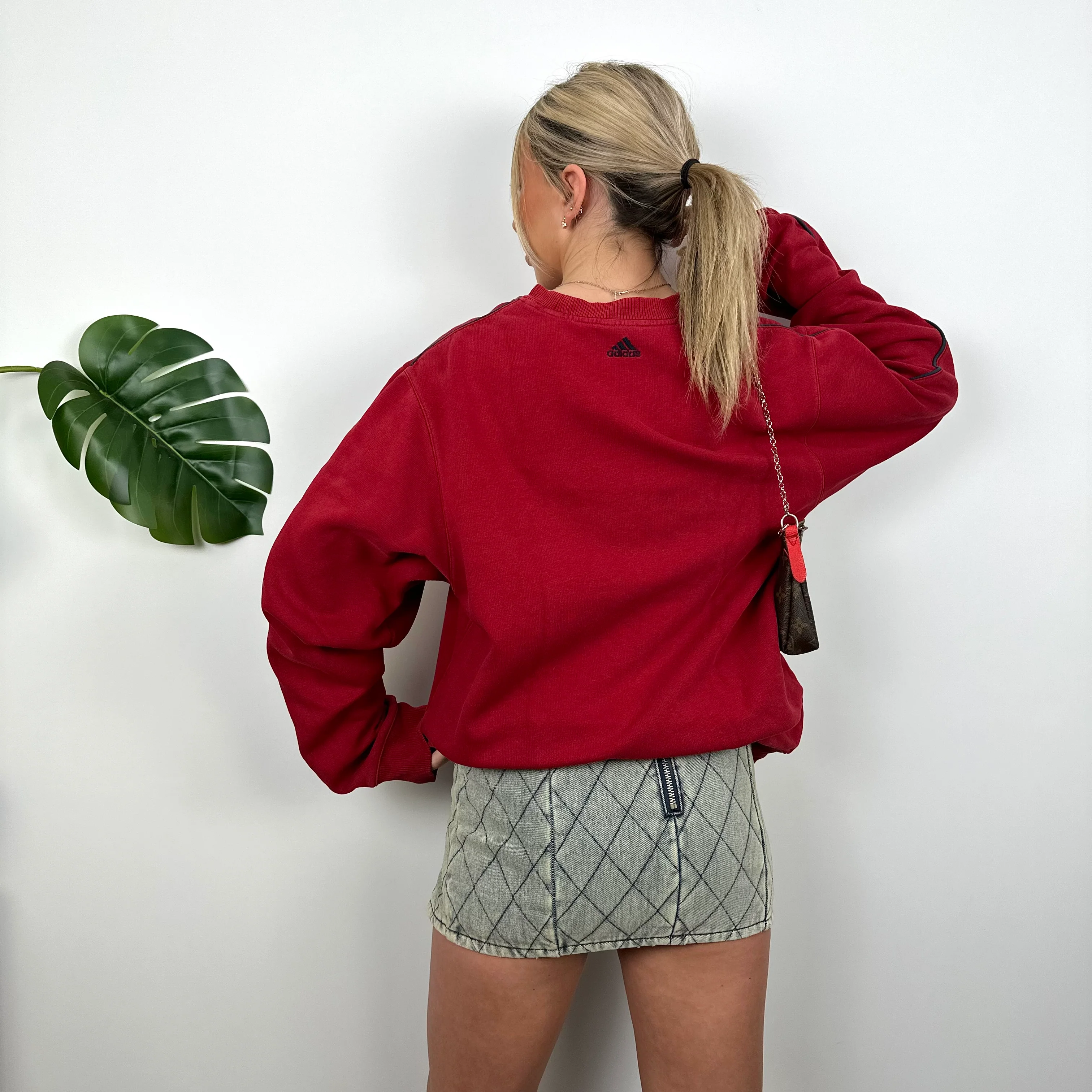 Adidas Red Embroidered Spell Out Sweatshirt (XL) - Image 6