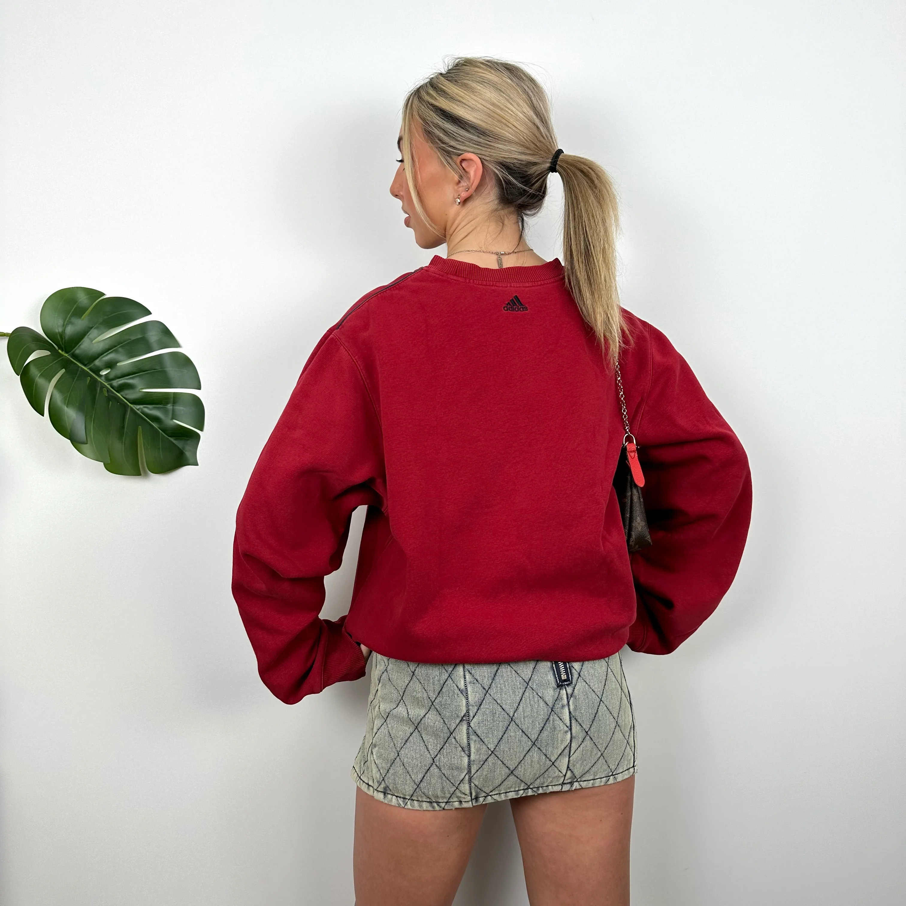 Adidas Red Embroidered Spell Out Sweatshirt (XL) - Image 7