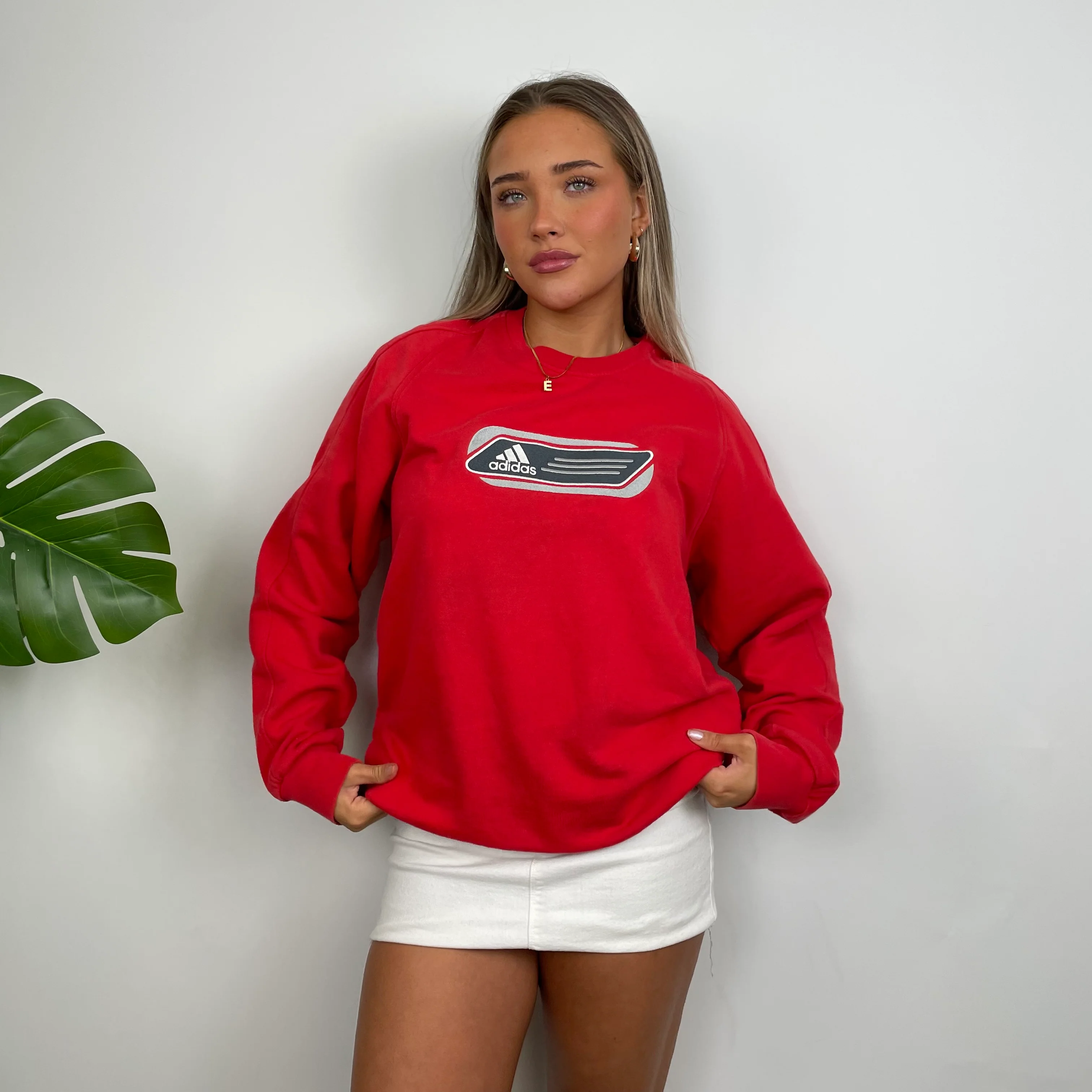 Adidas Red Embroidered Spell Out Sweatshirt (M) - Image 2