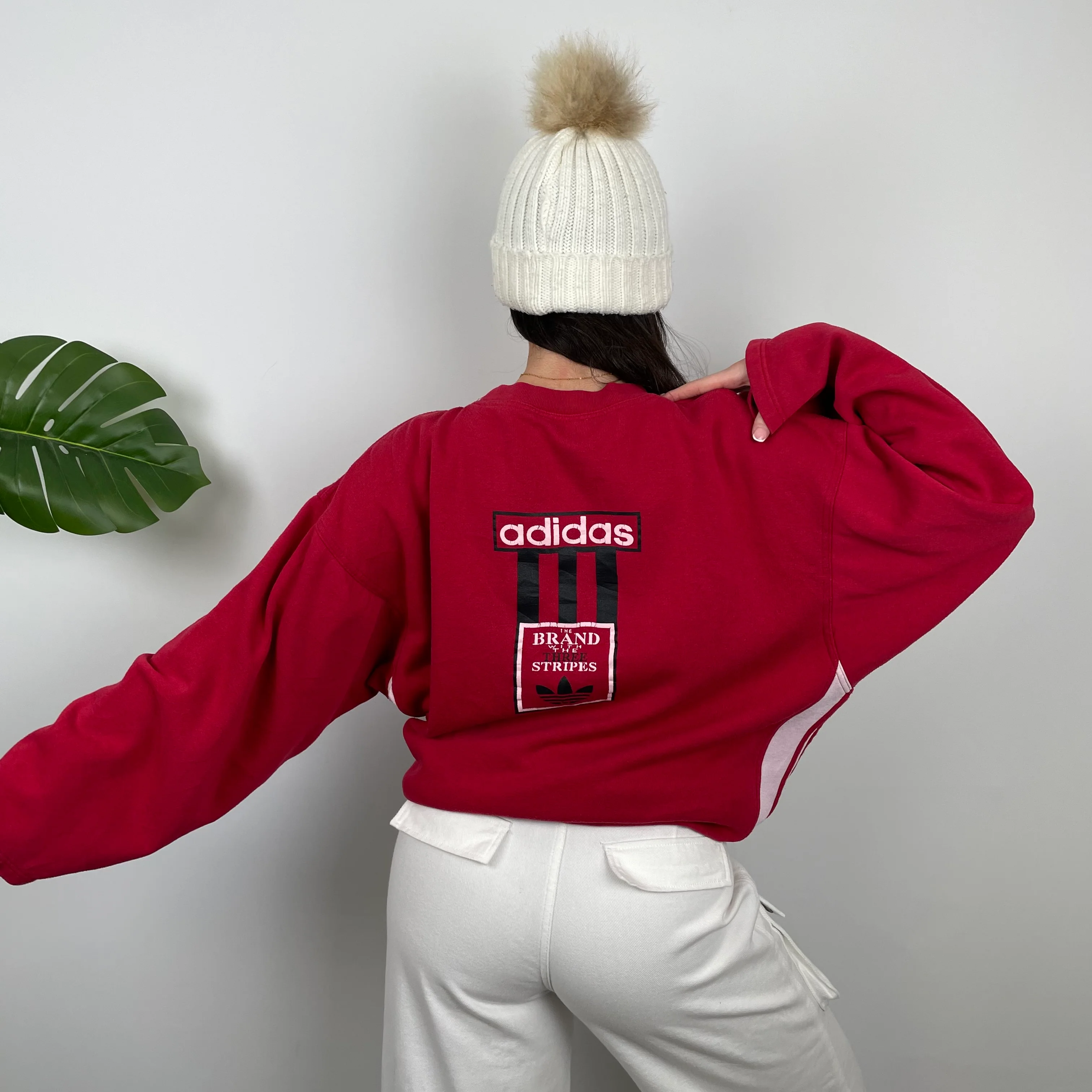 Adidas Red Embroidered Spell Out Sweatshirt (L) - Image 2