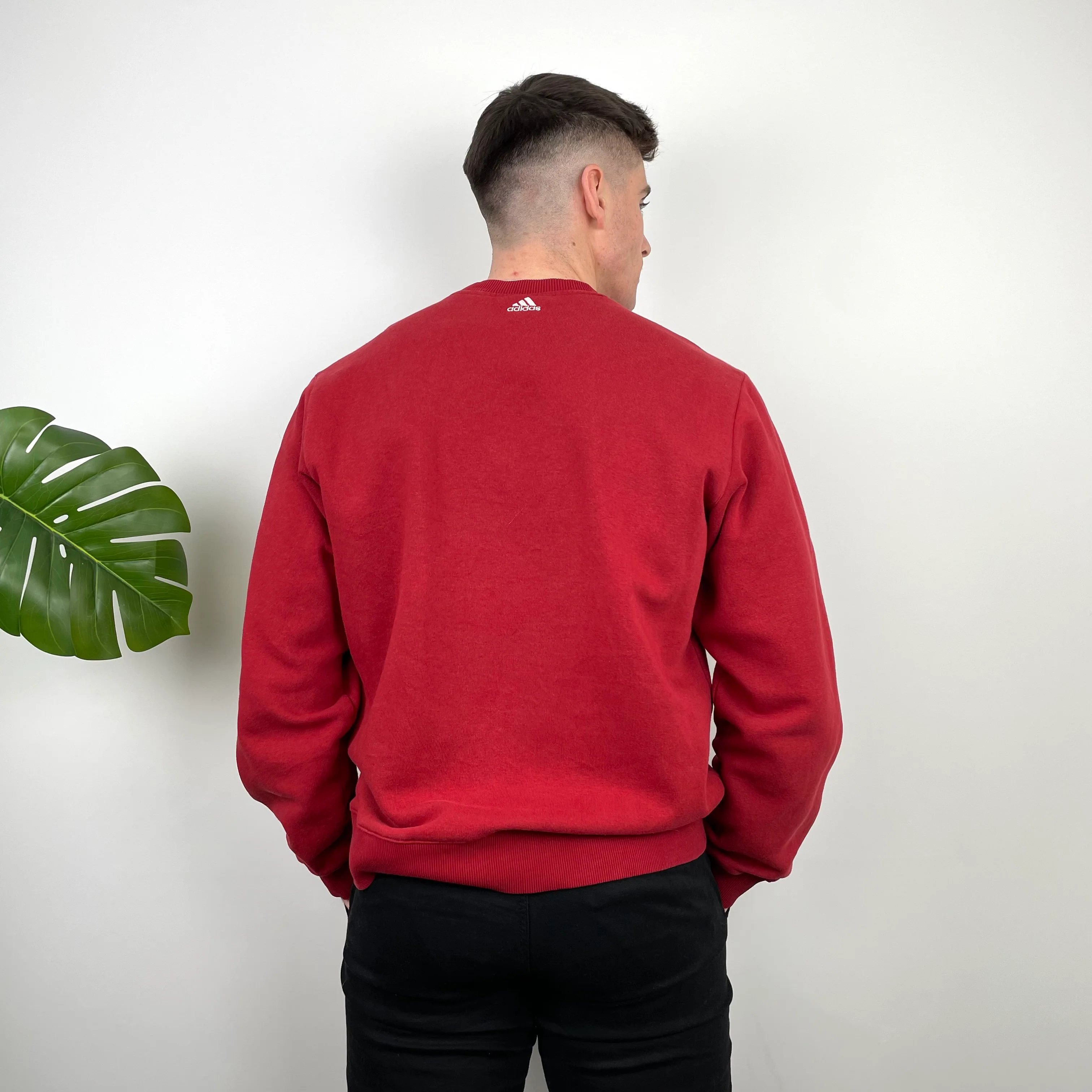 Adidas Red Embroidered Spell Out Sweatshirt (L) - Image 5