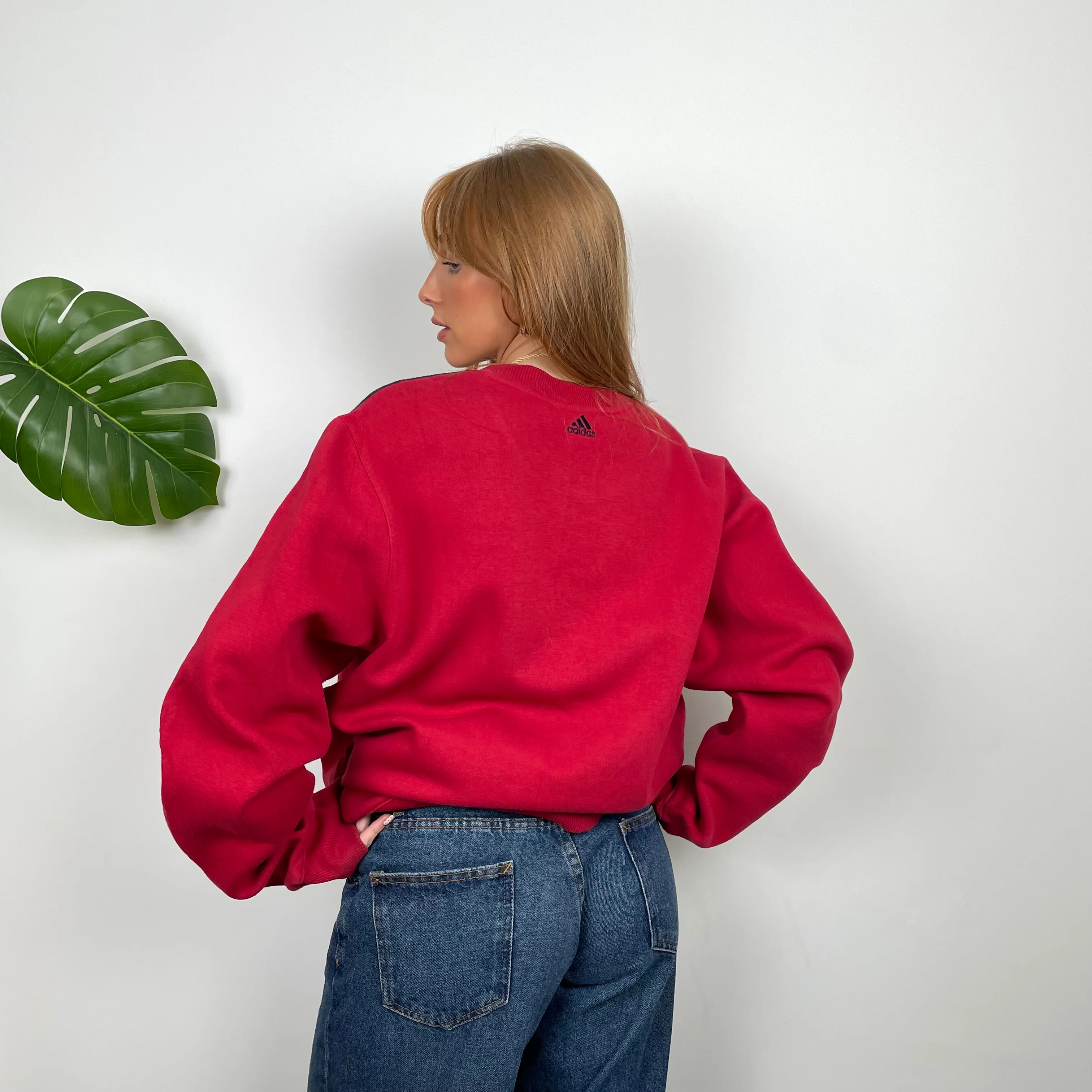Adidas Red Embroidered Spell Out Sweatshirt (L) - Image 4