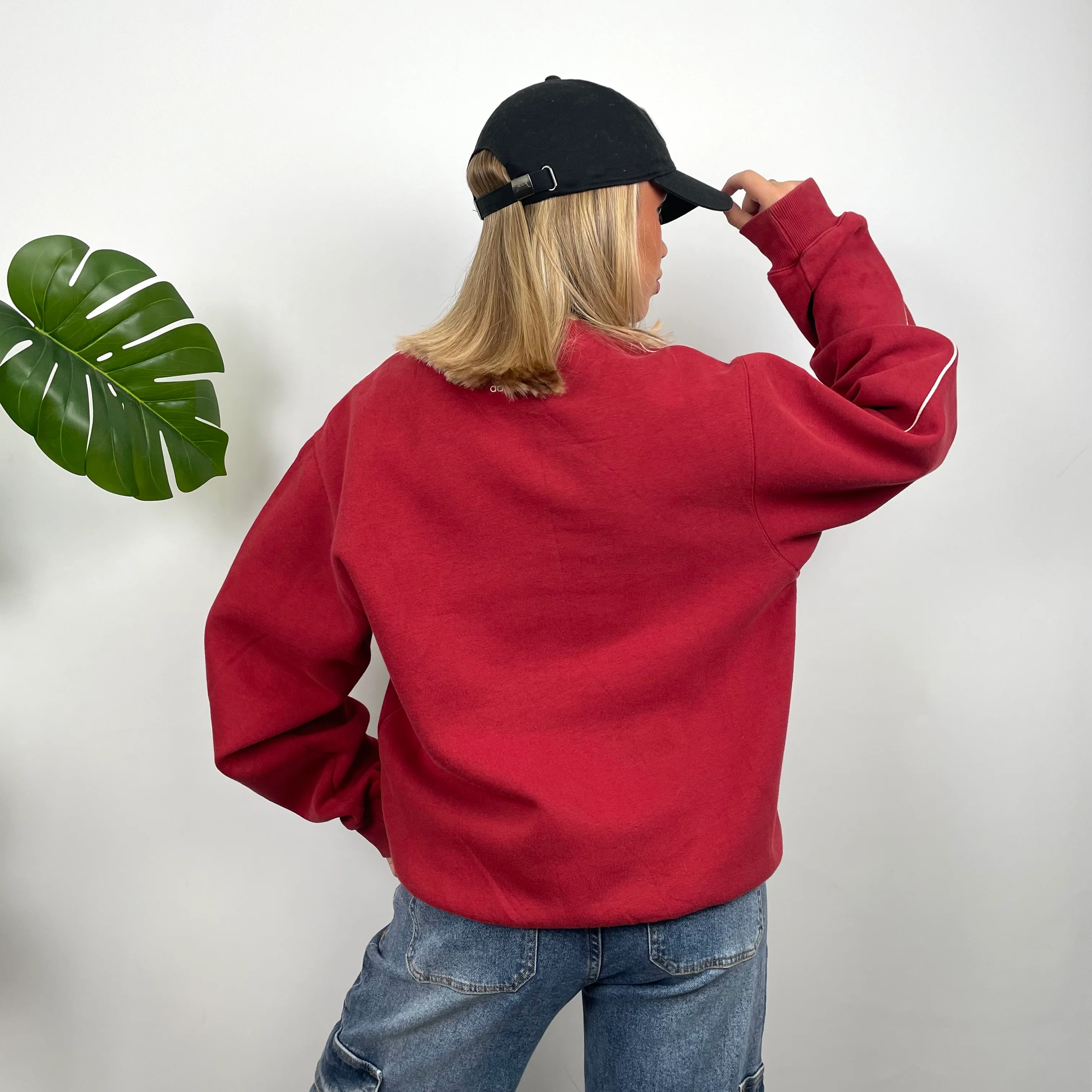 Adidas Red Embroidered Spell Out Sweatshirt (M) - Image 5