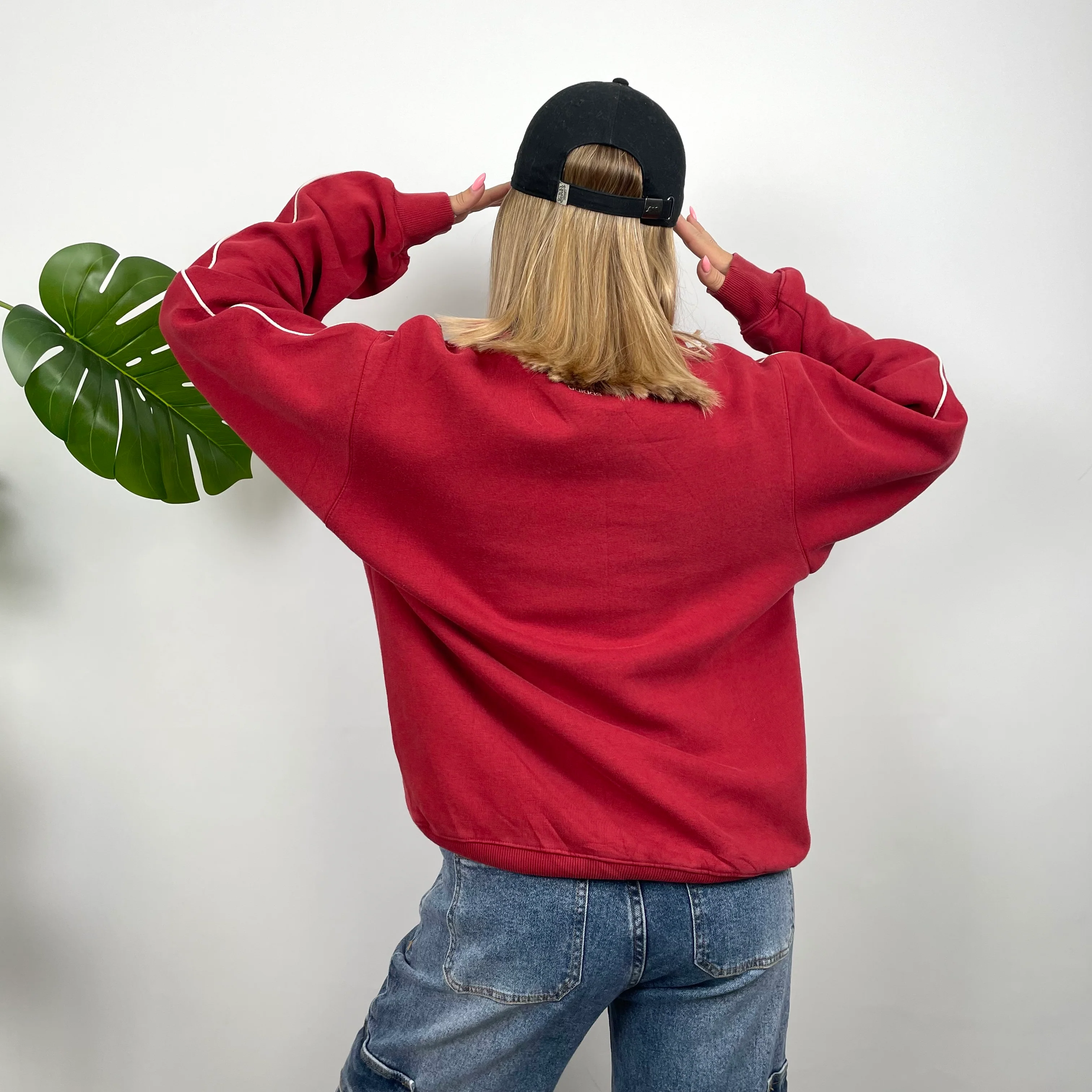 Adidas Red Embroidered Spell Out Sweatshirt (M) - Image 6