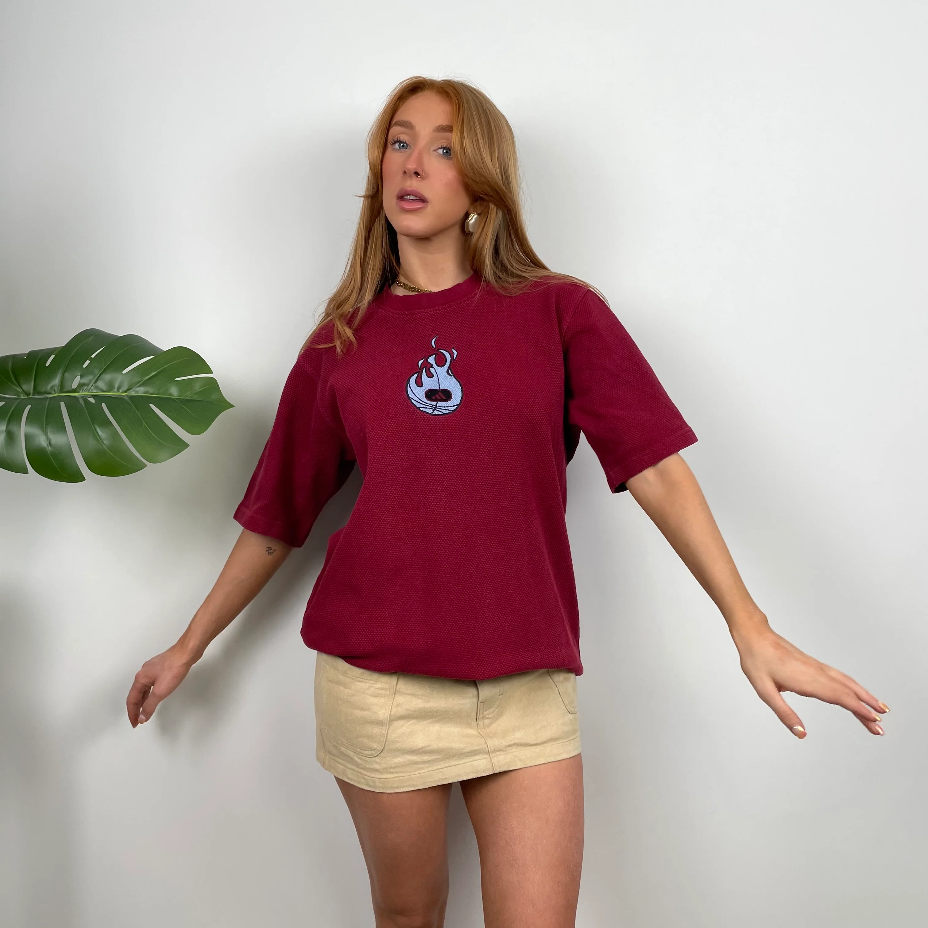 Adidas Red Embroidered Spell Out T Shirt (M) - Image 2