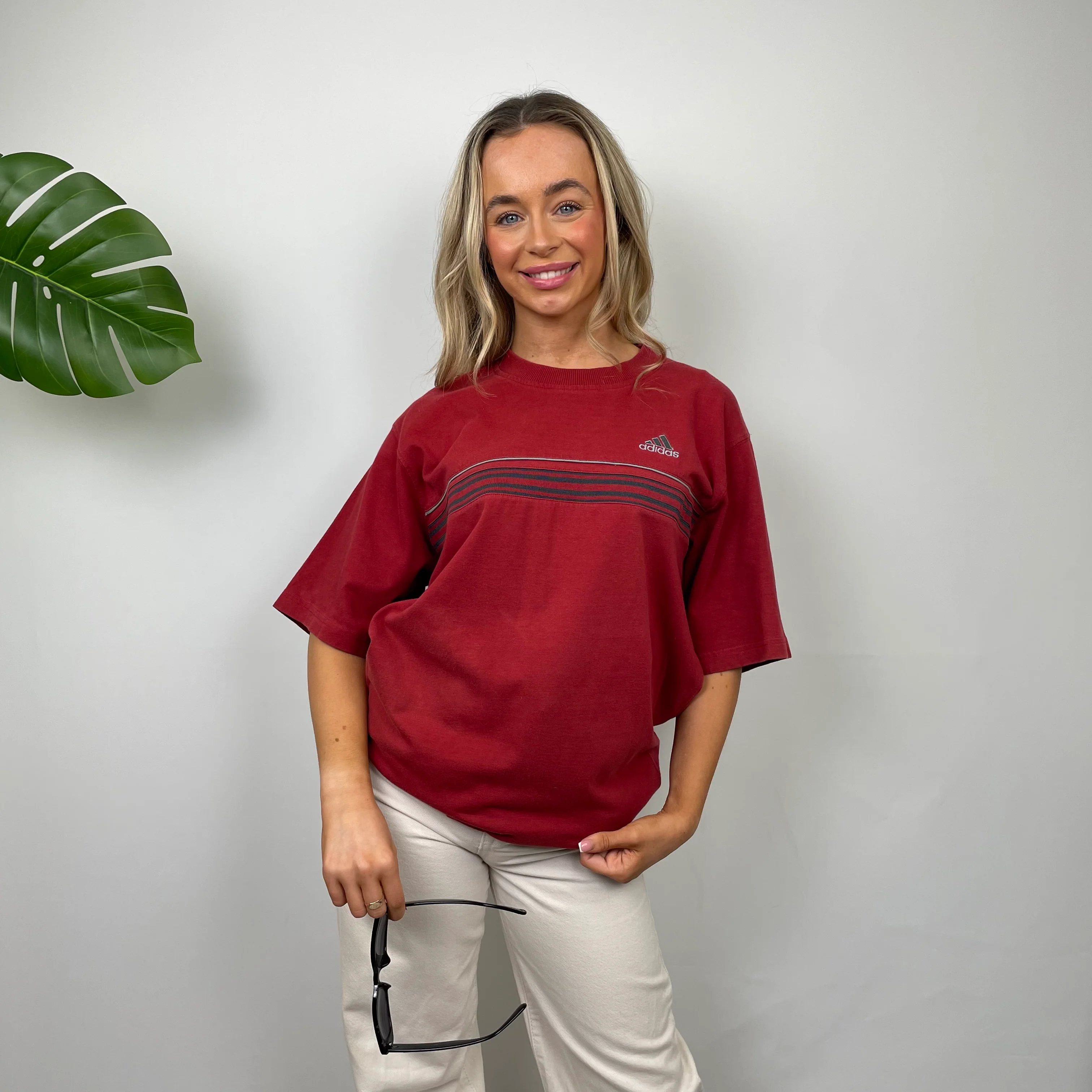 Adidas Red Embroidered Spell Out T Shirt (L) - Image 5