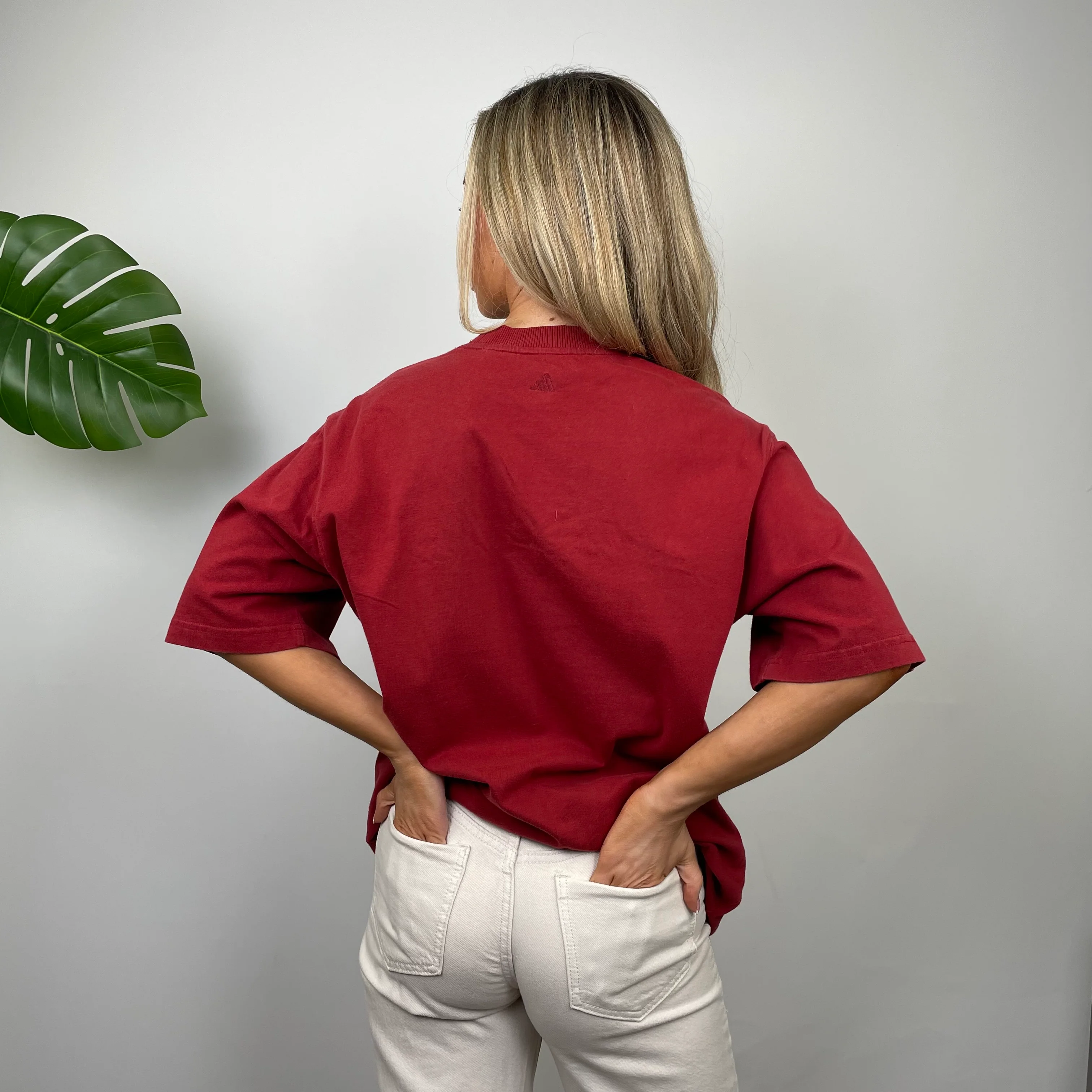Adidas Red Embroidered Spell Out T Shirt (L) - Image 6