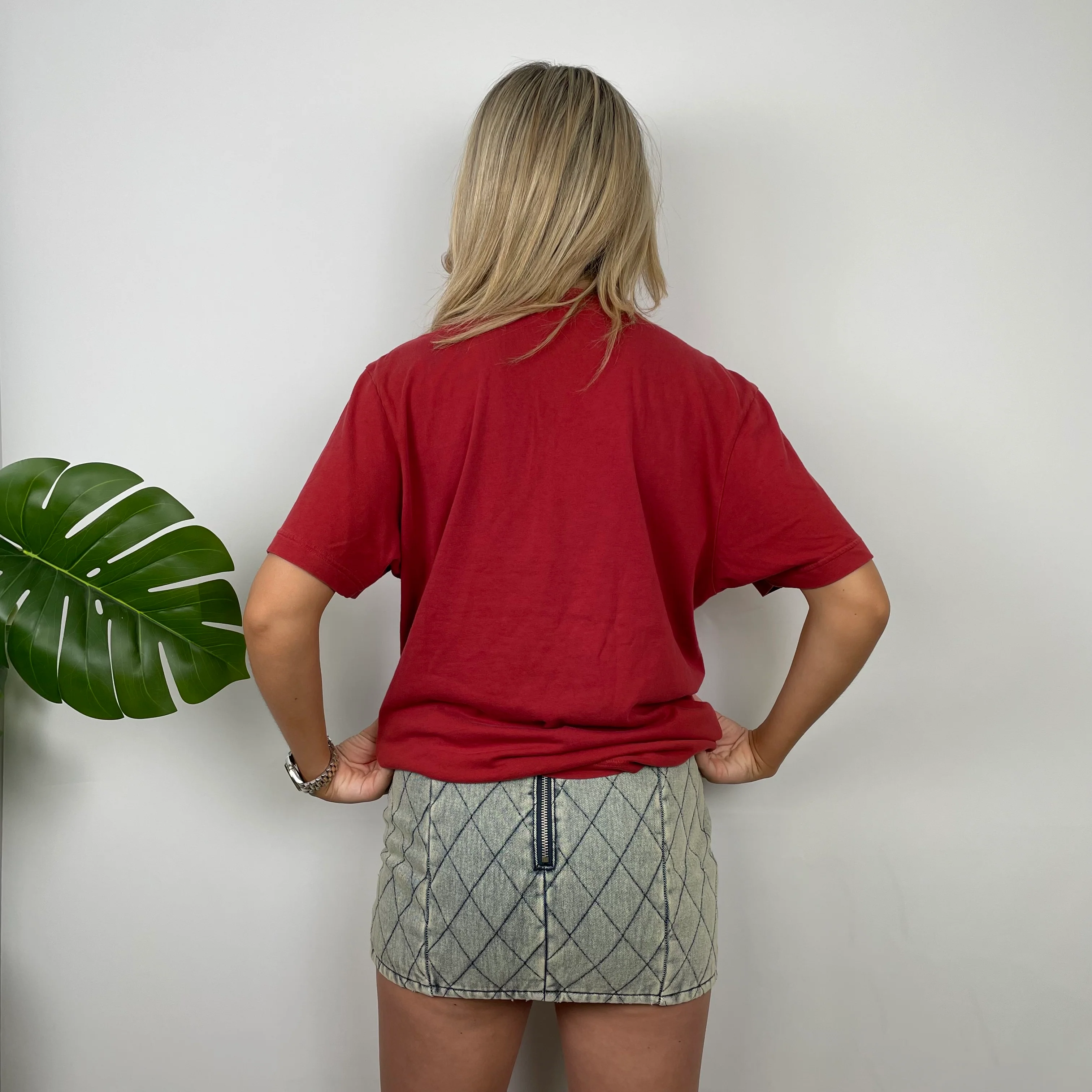 Adidas Red Embroidered Spell Out T Shirt (M) - Image 4