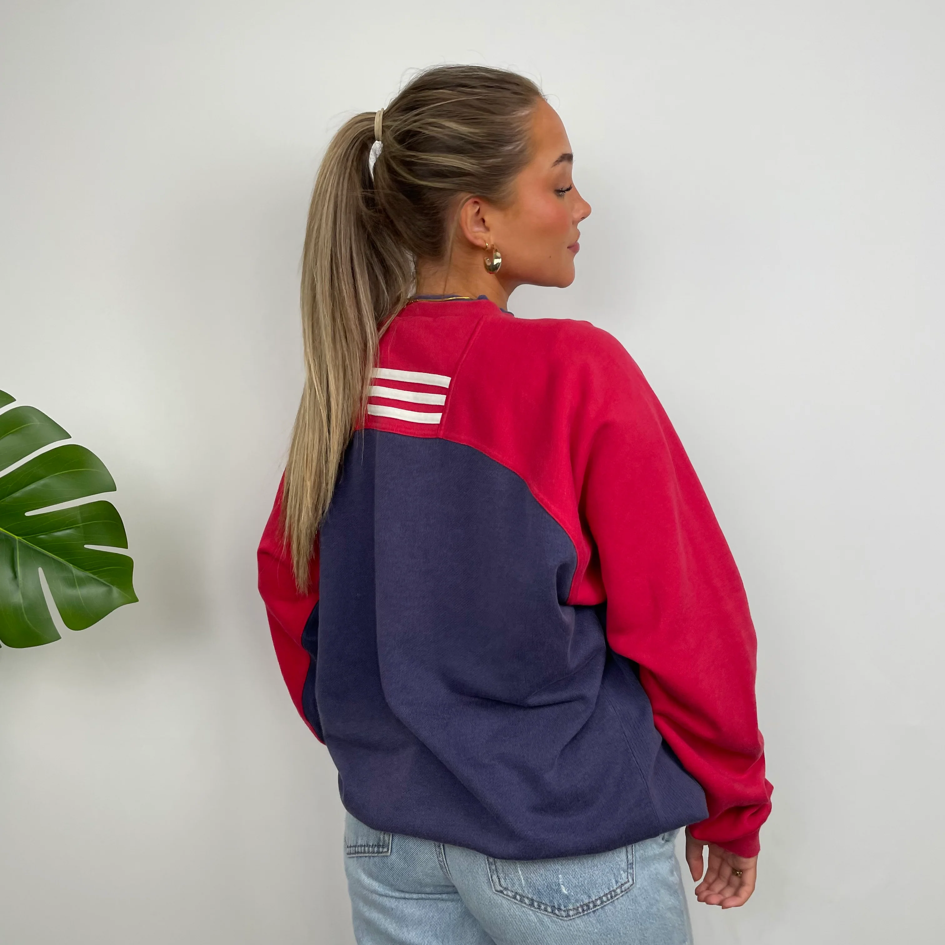 Adidas Red & Navy Embroidered Spell Out Sweatshirt (XL) - Image 9
