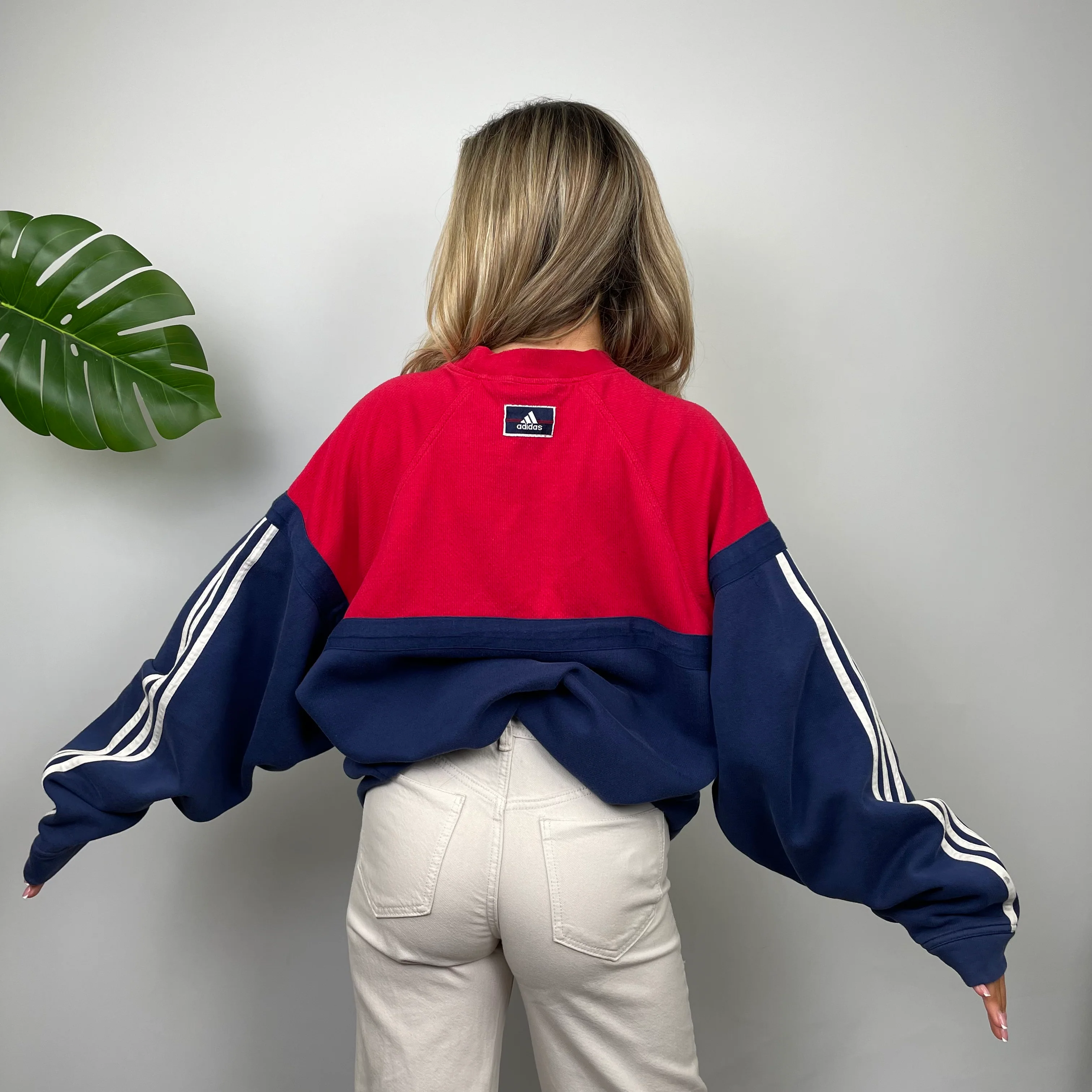 Adidas Red & Navy Embroidered Spell Out Sweatshirt (L) - Image 4