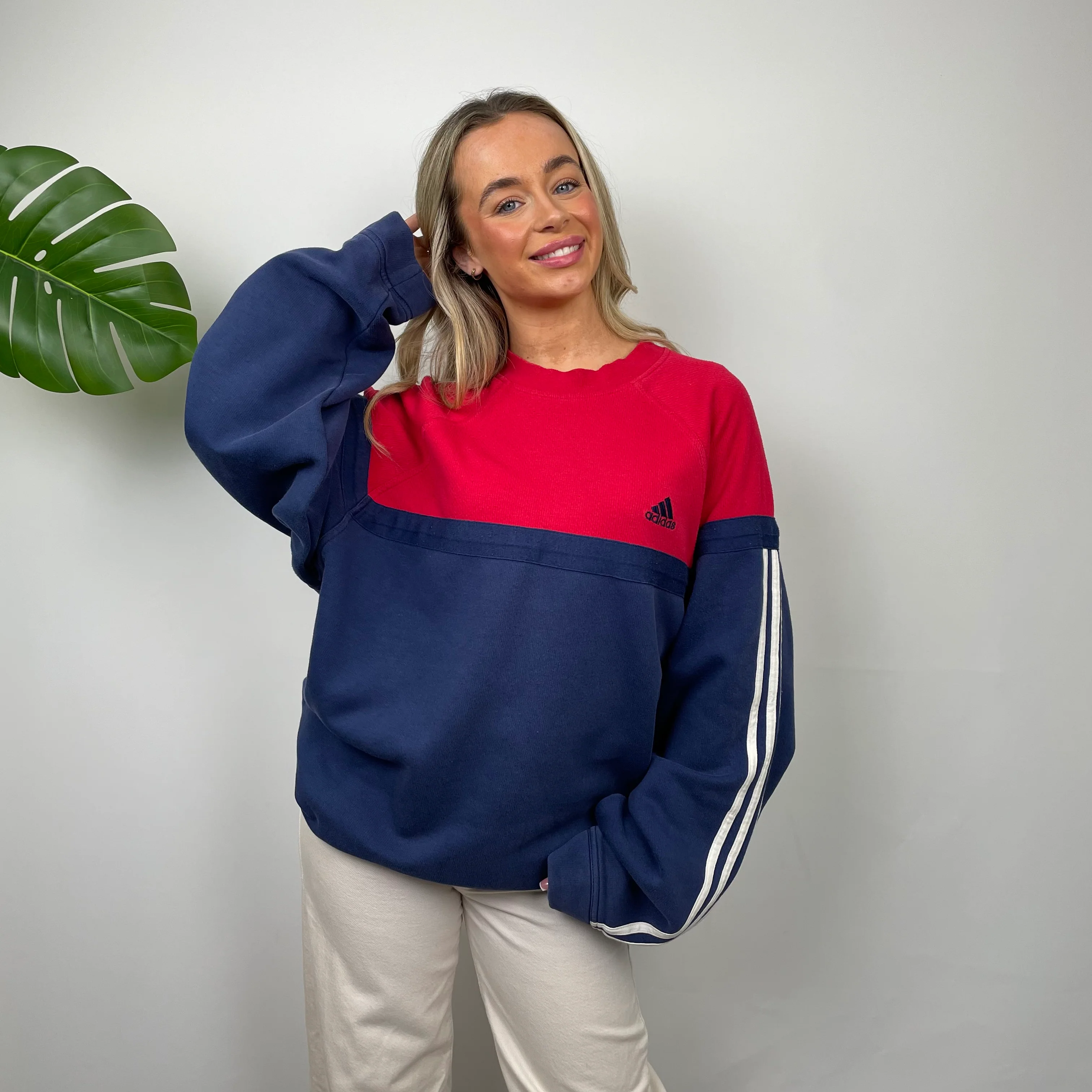 Adidas Red & Navy Embroidered Spell Out Sweatshirt (L) - Image 6