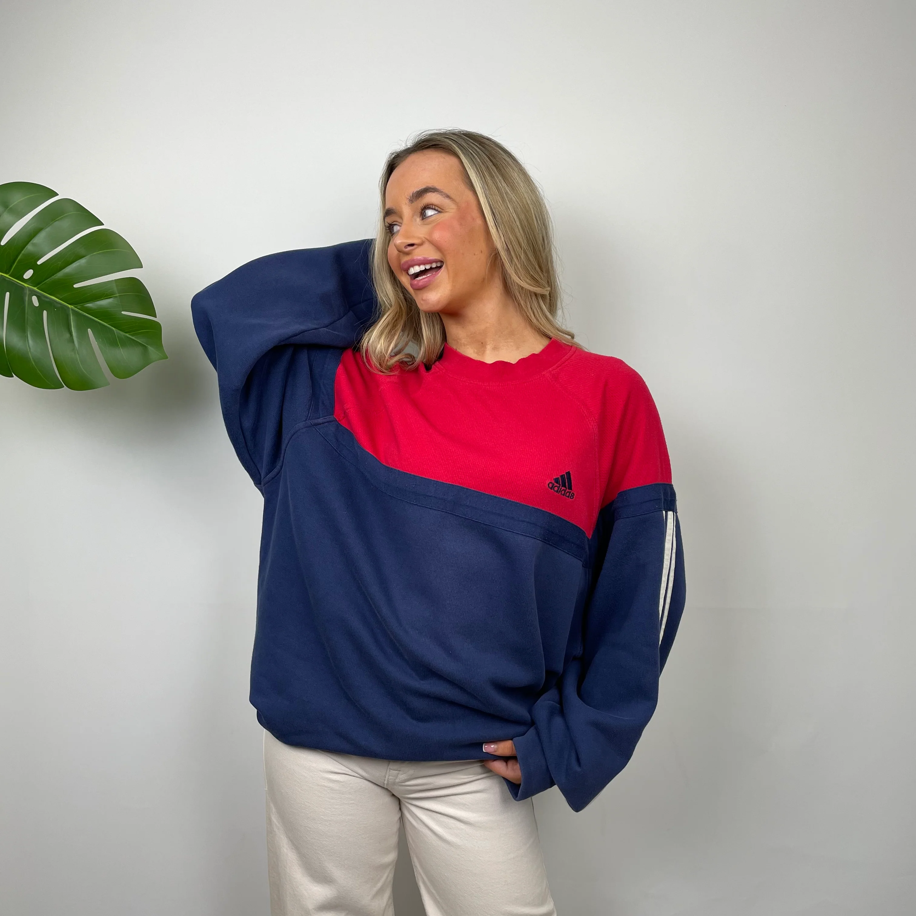 Adidas Red & Navy Embroidered Spell Out Sweatshirt (L) - Image 7