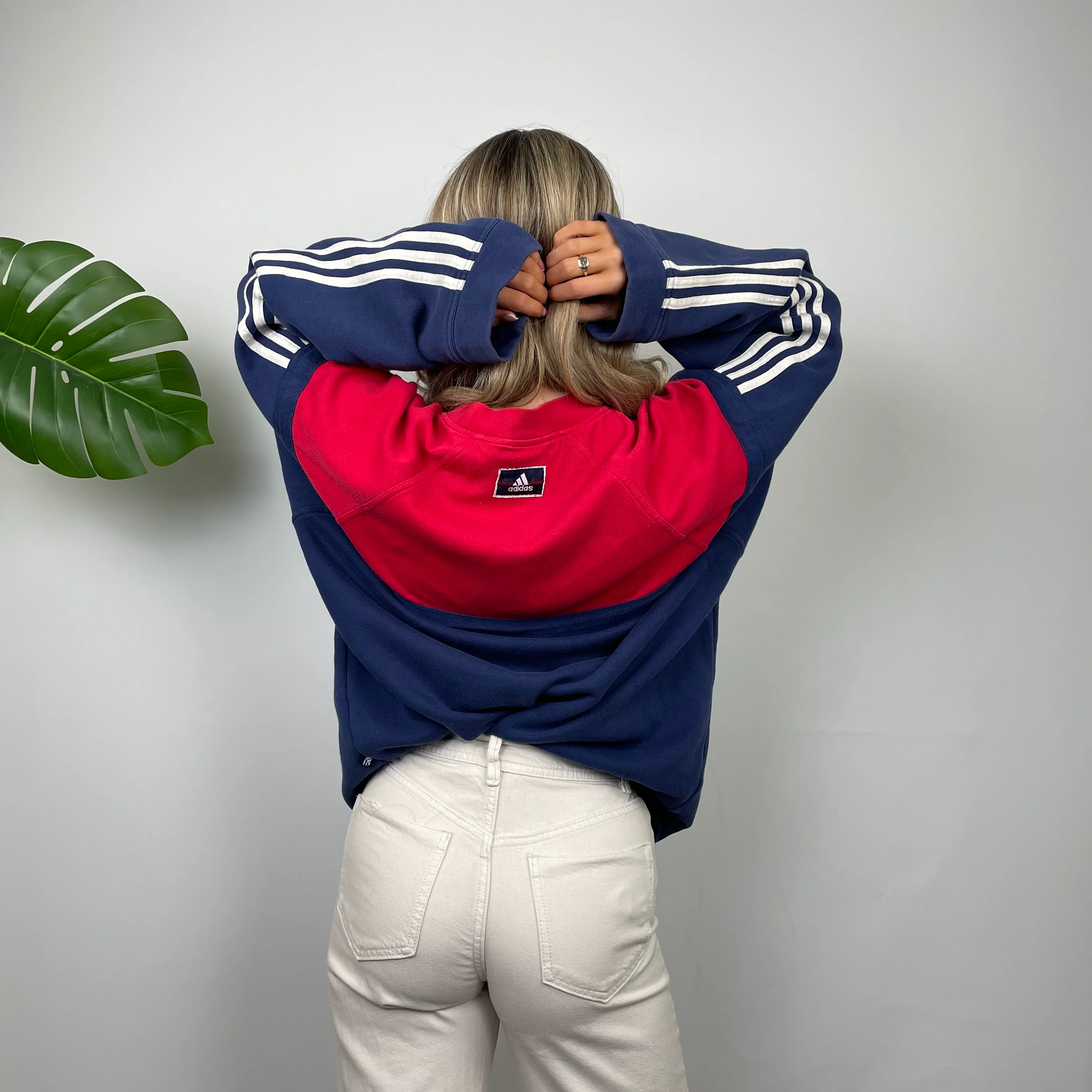 Adidas Red & Navy Embroidered Spell Out Sweatshirt (L) - Image 8