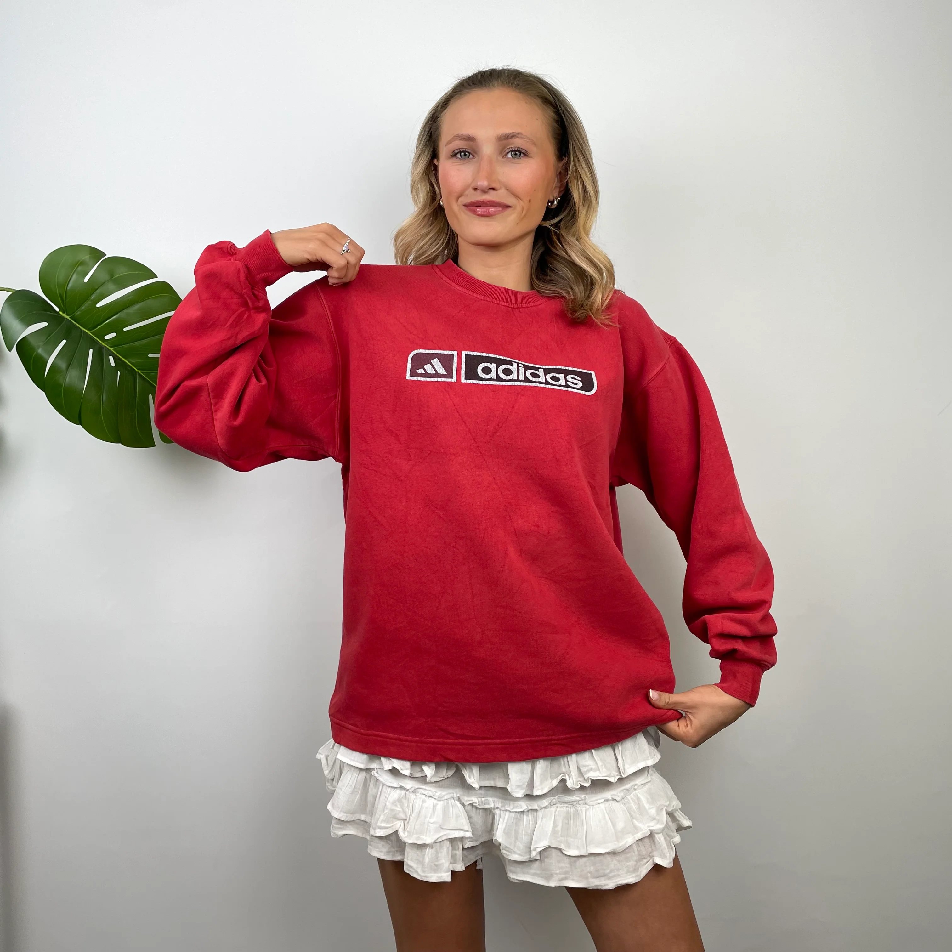 Adidas Red Spell Out Sweatshirt (M) - Image 6
