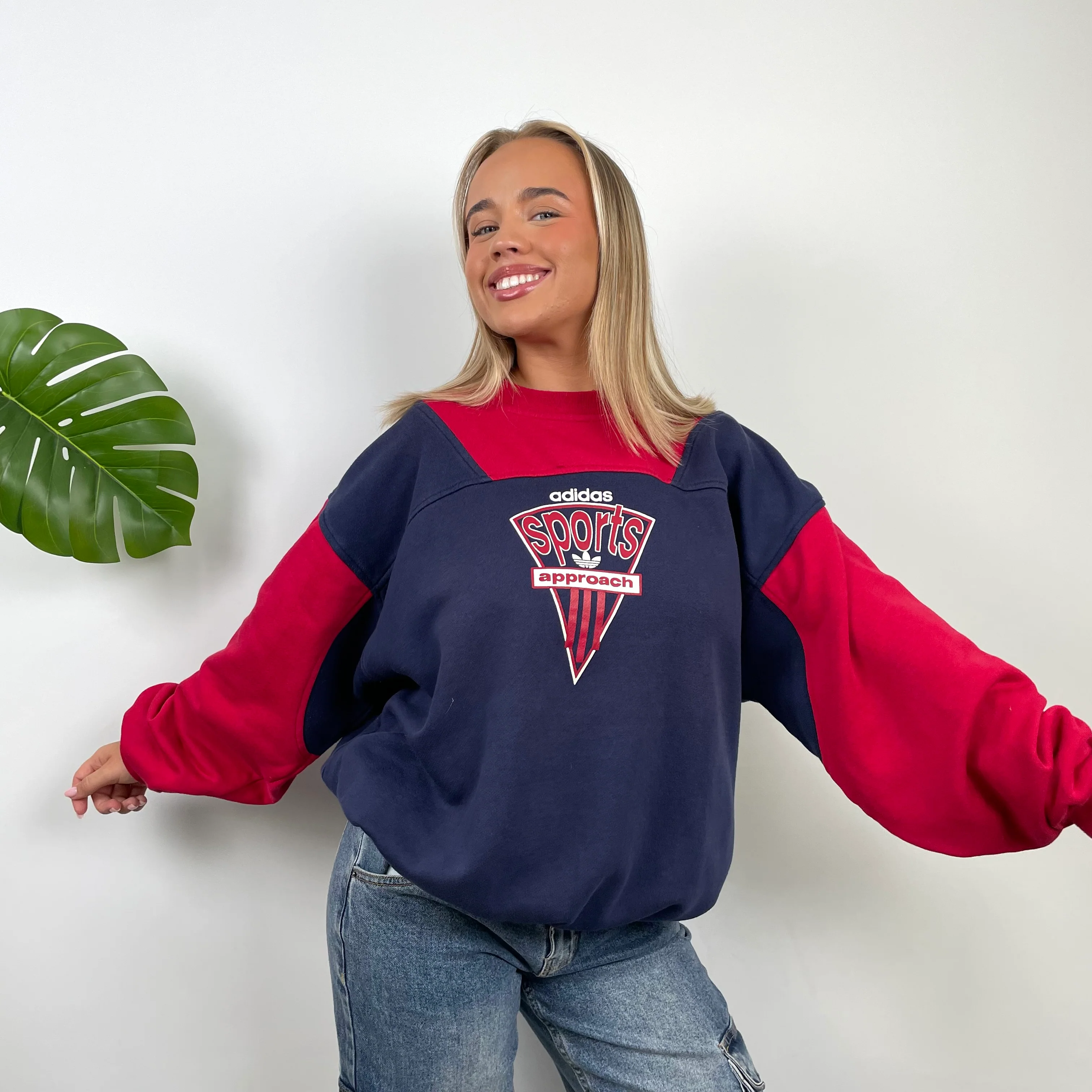 Adidas Sports Navy Spell Out Sweatshirt (M)