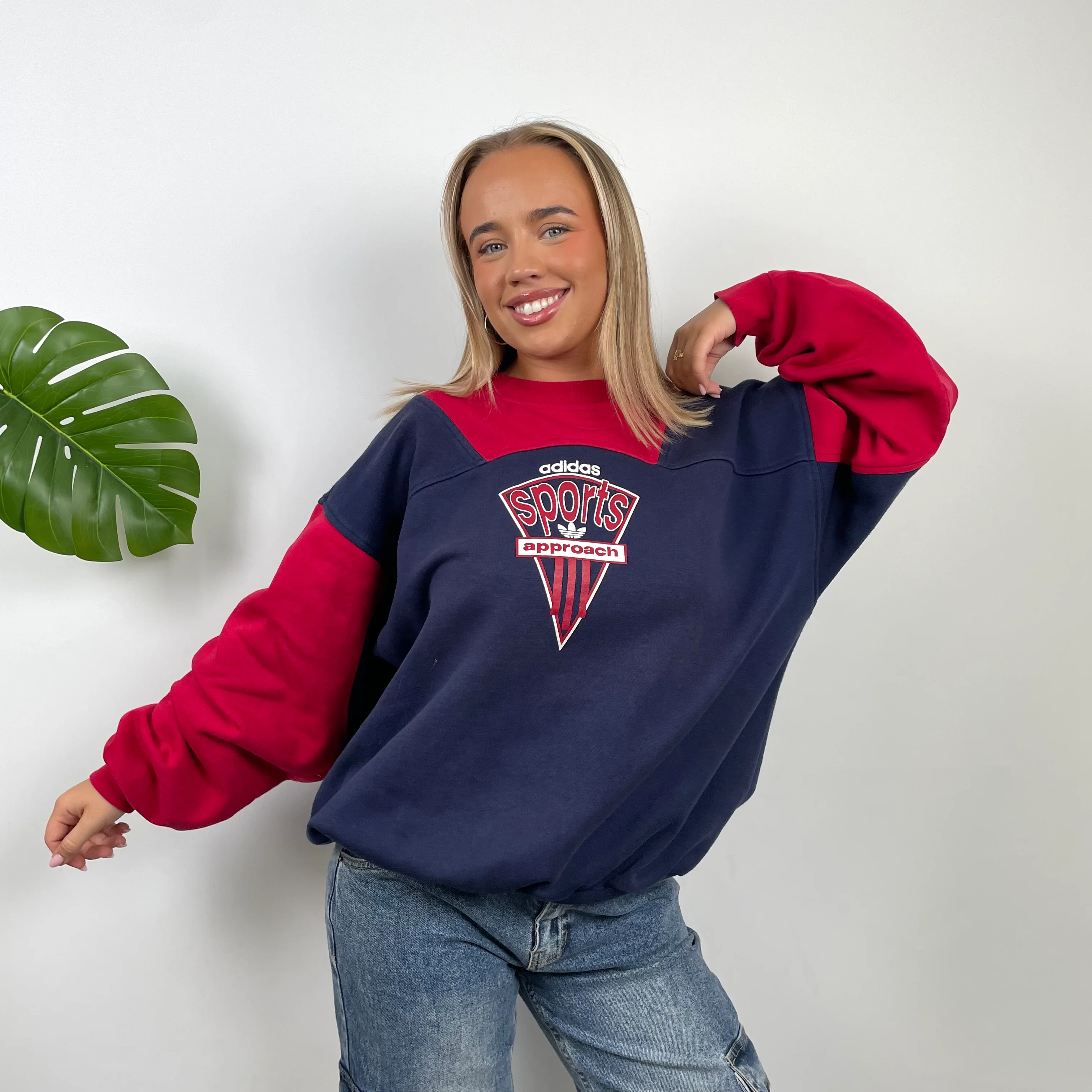 Adidas Sports Navy Spell Out Sweatshirt (M) - Image 2