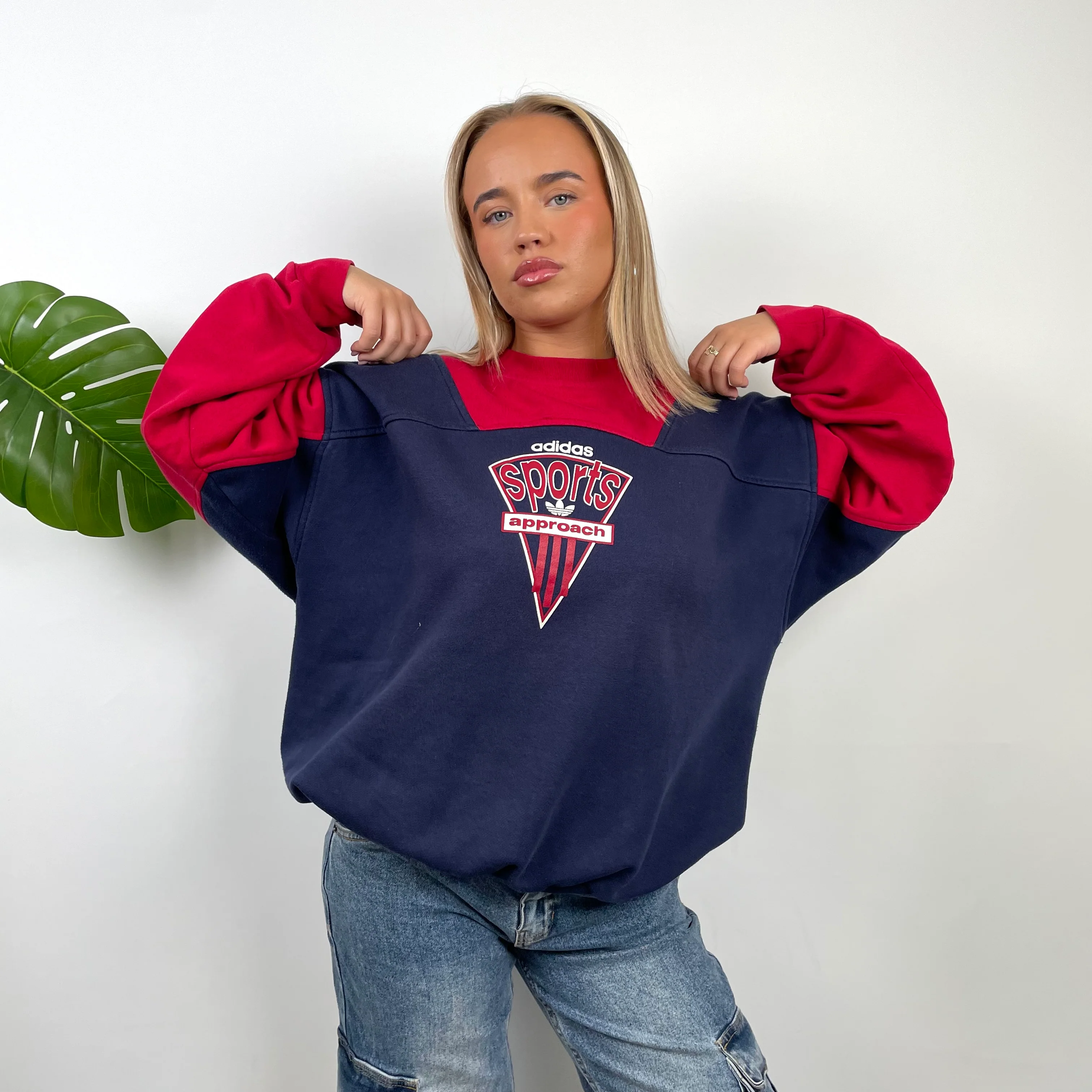 Adidas Sports Navy Spell Out Sweatshirt (M) - Image 3