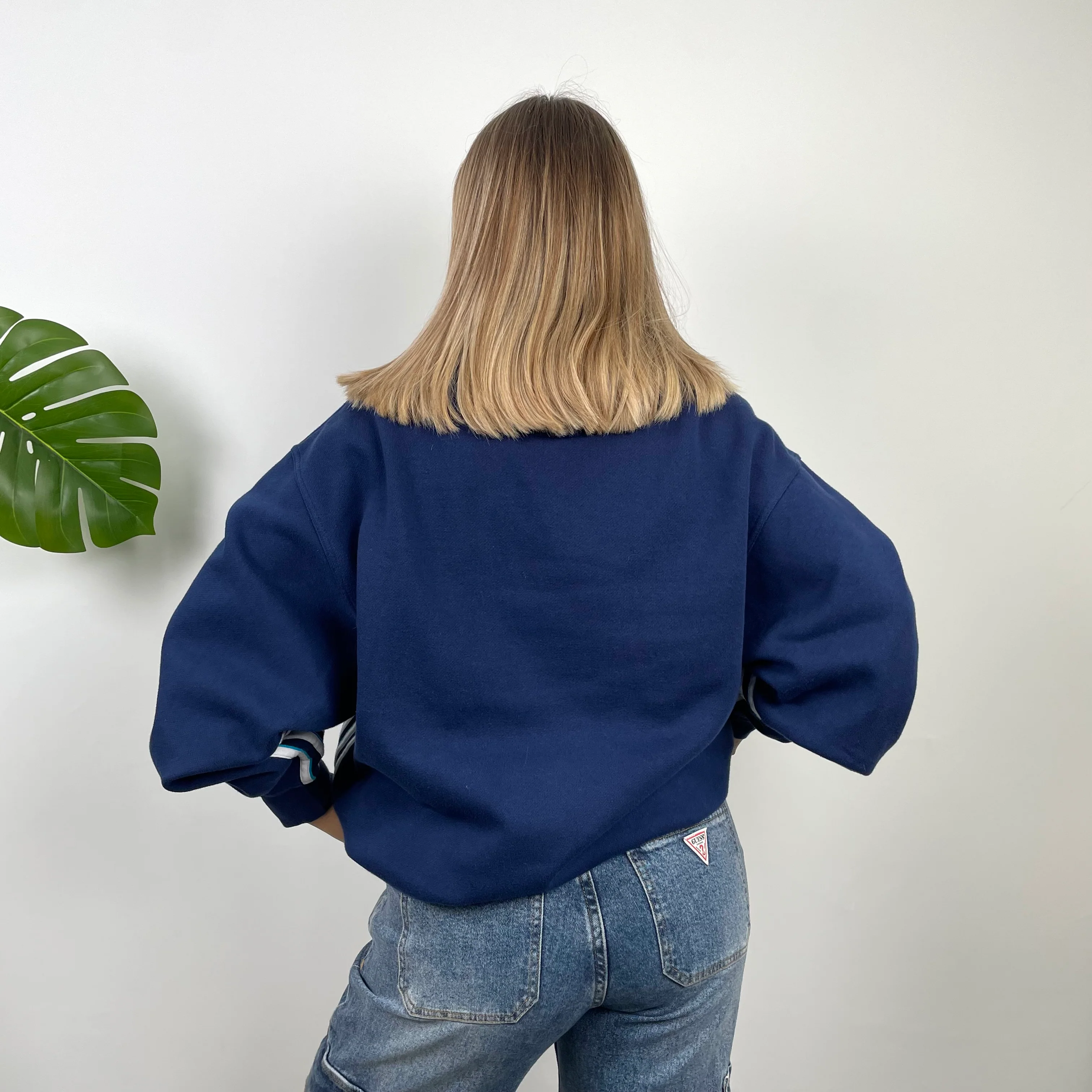 Adidas Sports Navy Spell Out Sweatshirt (M) - Image 4