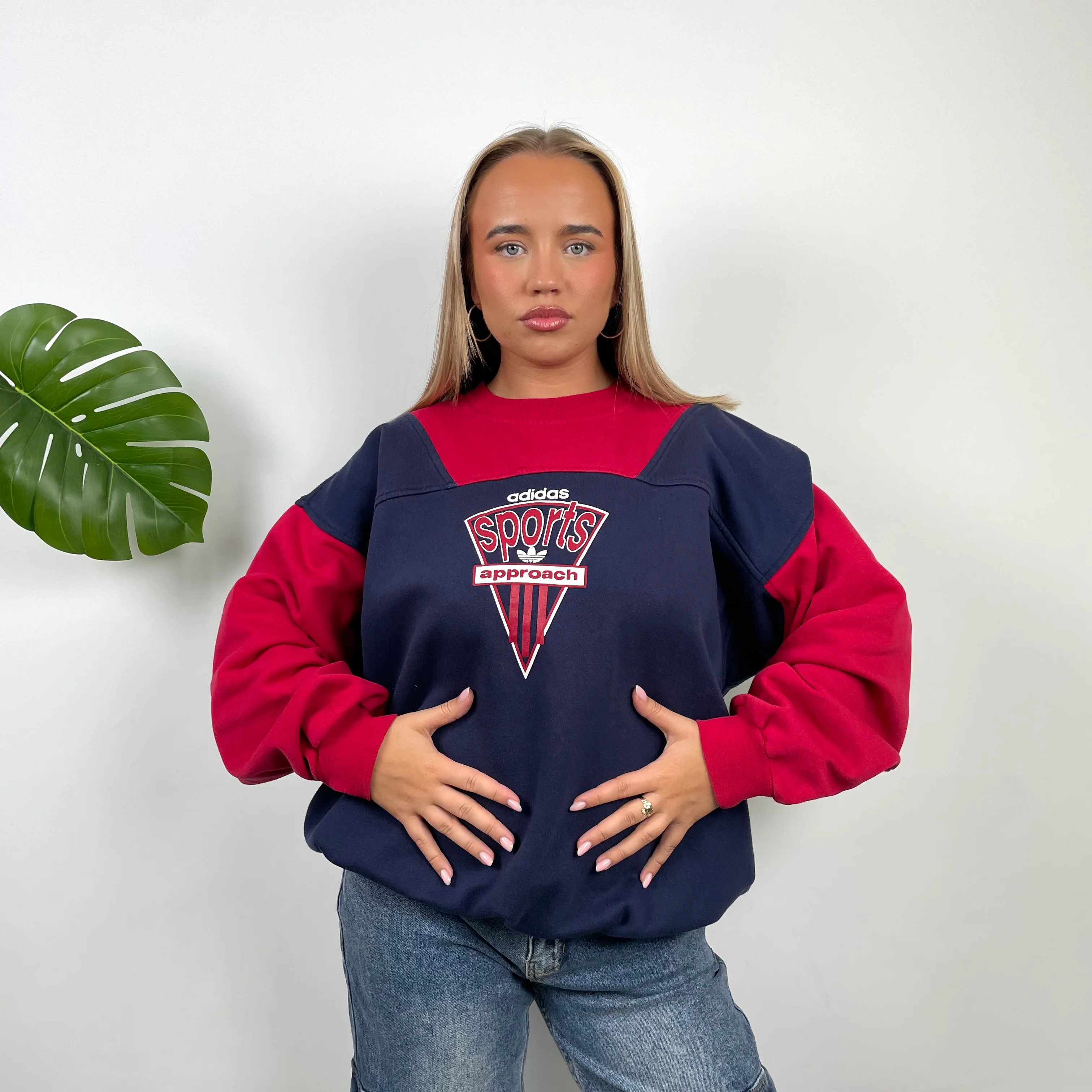 Adidas Sports Navy Spell Out Sweatshirt (M) - Image 5