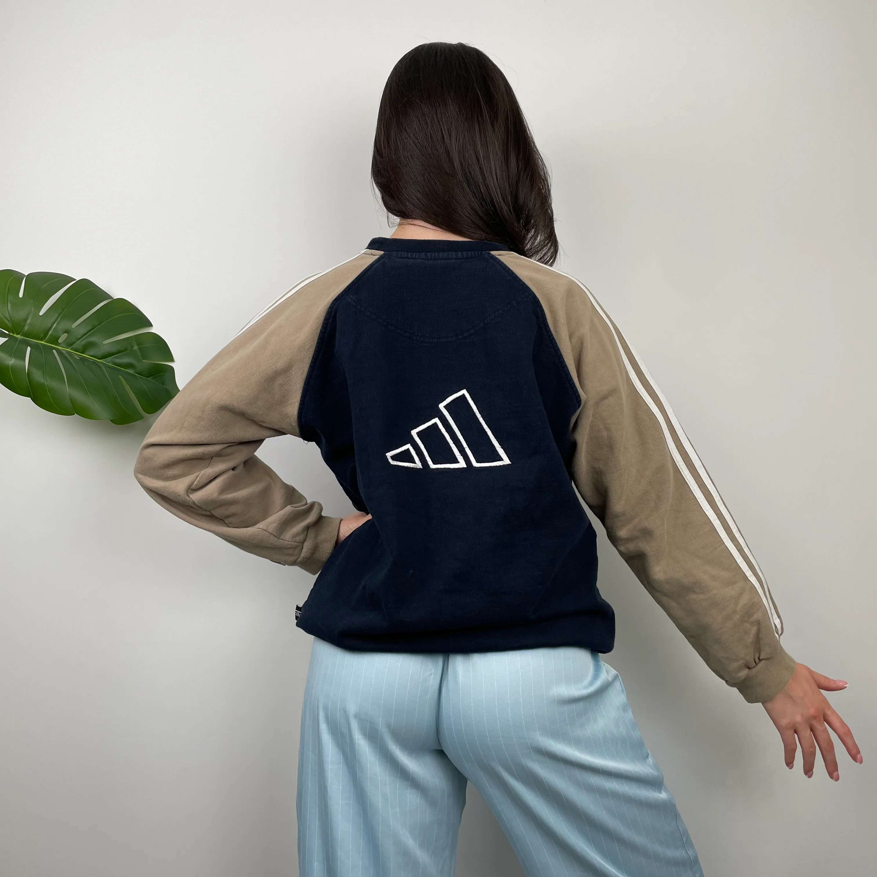 Adidas Tan and Black Embroidered Spell Out Sweatshirt (M) - Image 10