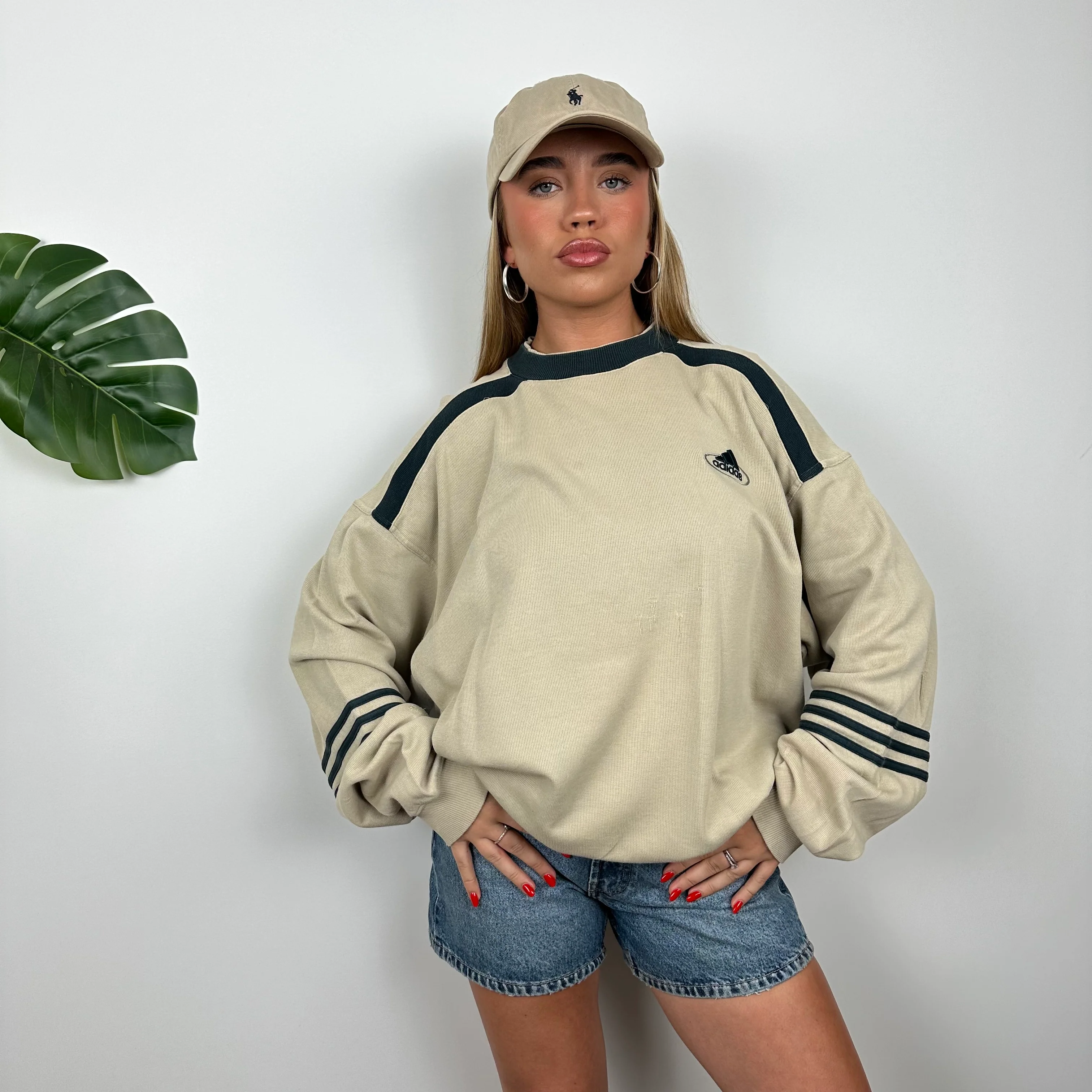 Adidas Tan Embroidered Spell Out Sweatshirt (L) - Image 2